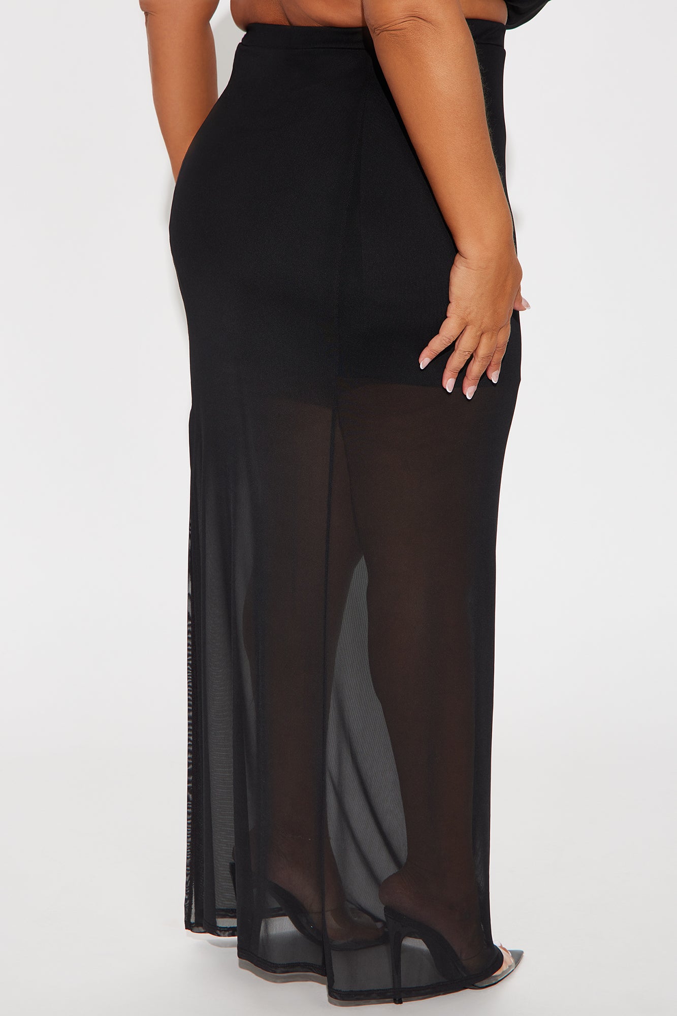 Date Night High Rise Mesh Maxi Skirt - Black - Image 6