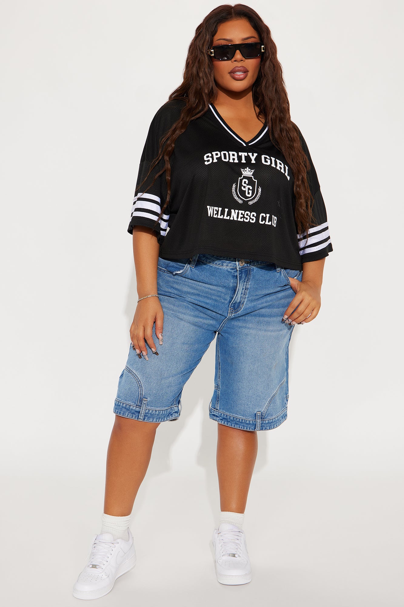 Not Sorry Reconstructed Denim Jort - Medium Wash - Image 6