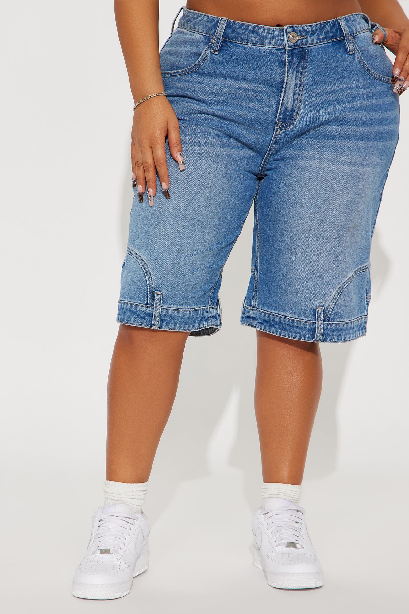 Not Sorry Reconstructed Denim Jort - Medium Wash - Image 5