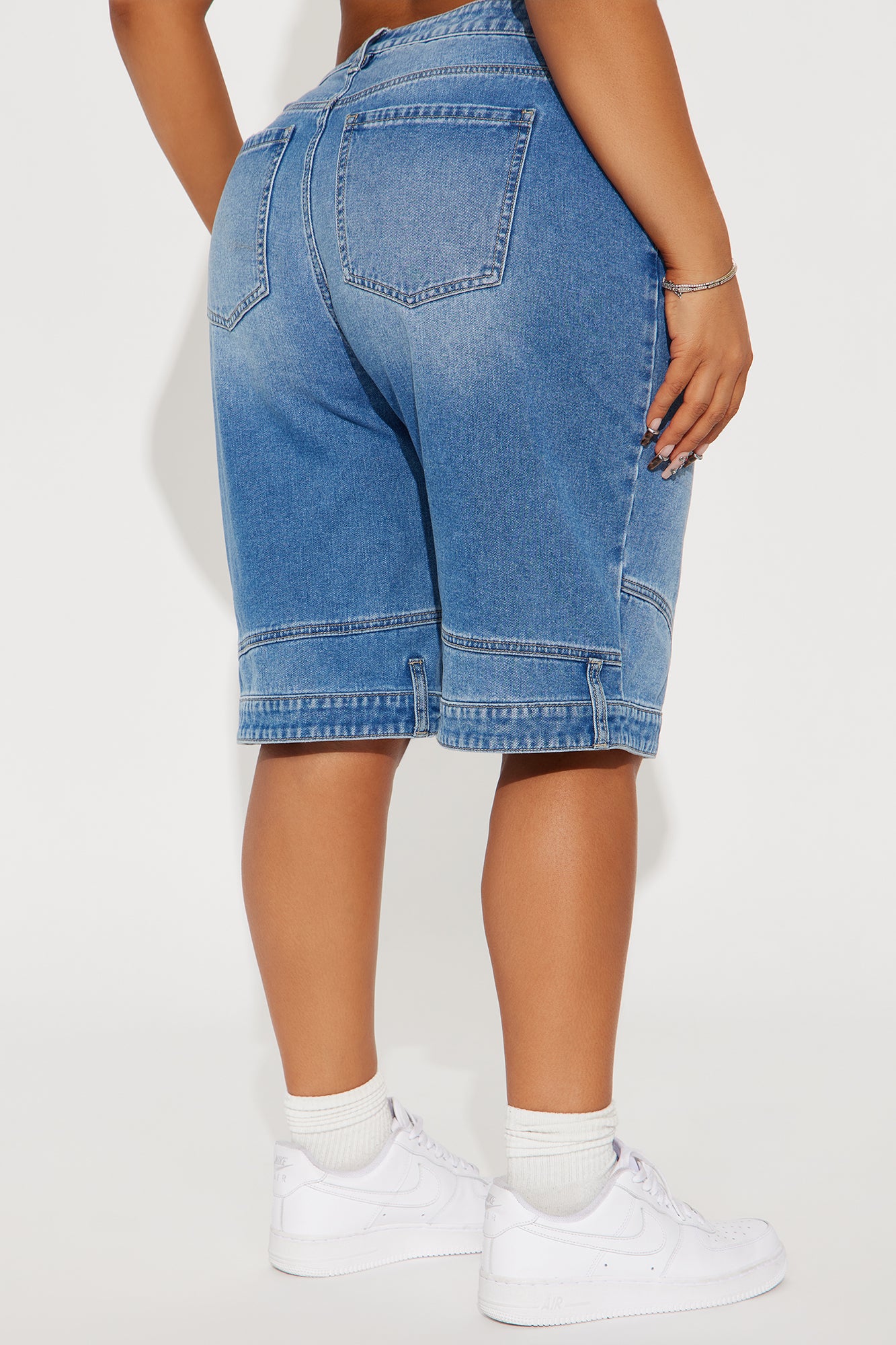Not Sorry Reconstructed Denim Jort - Medium Wash - Image 7