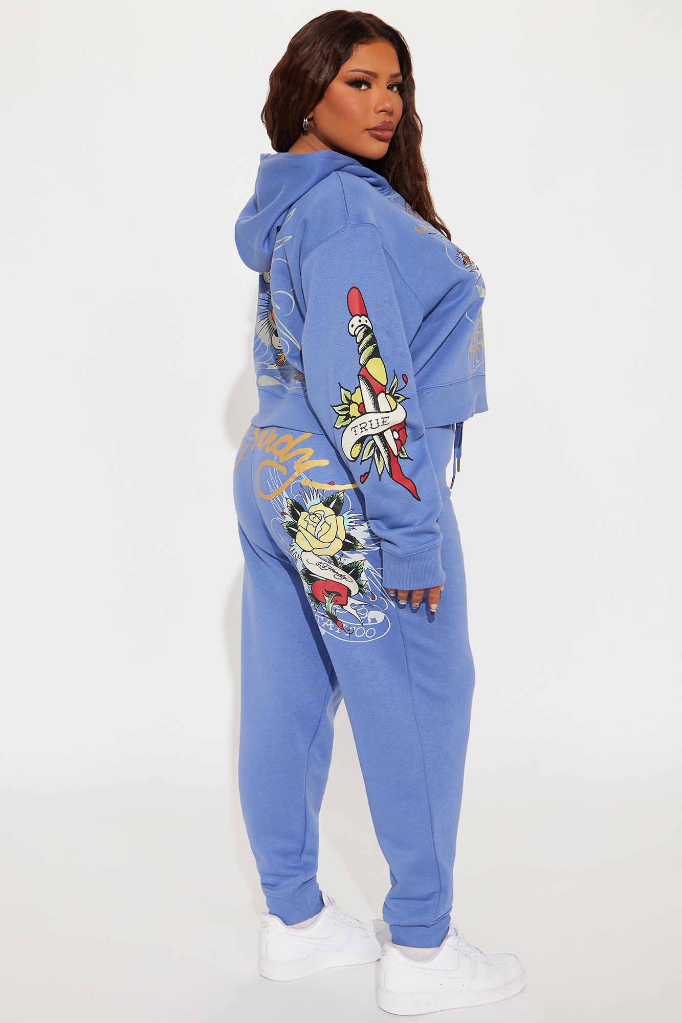 Ed Hardy Brave Eagle Cropped Hoodie - Blue - Image 11