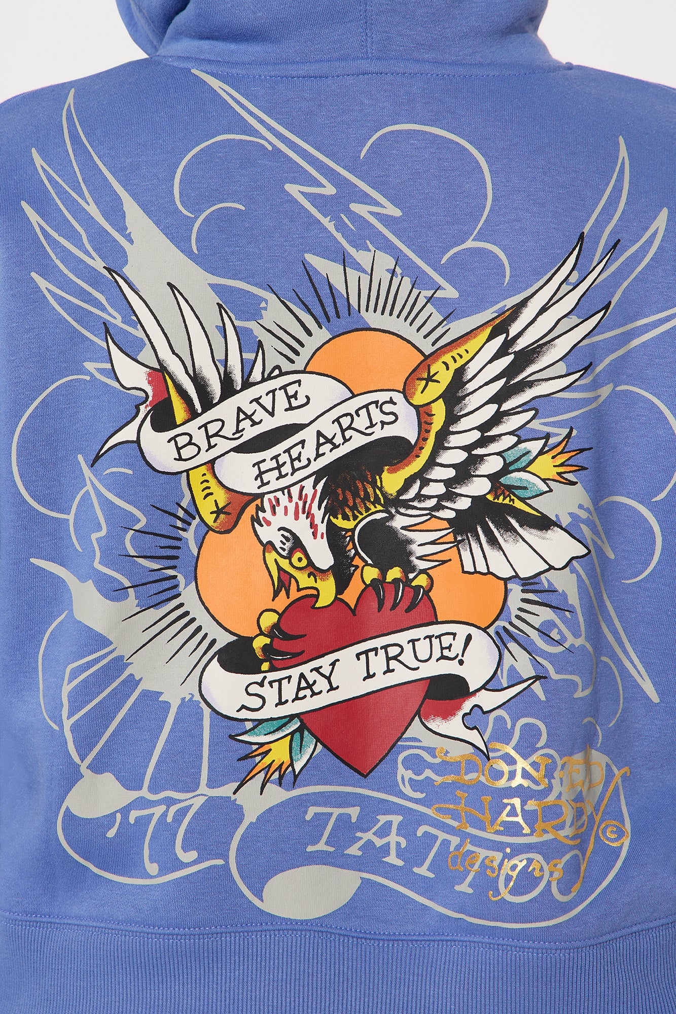 Ed Hardy Brave Eagle Cropped Hoodie - Blue - Image 12