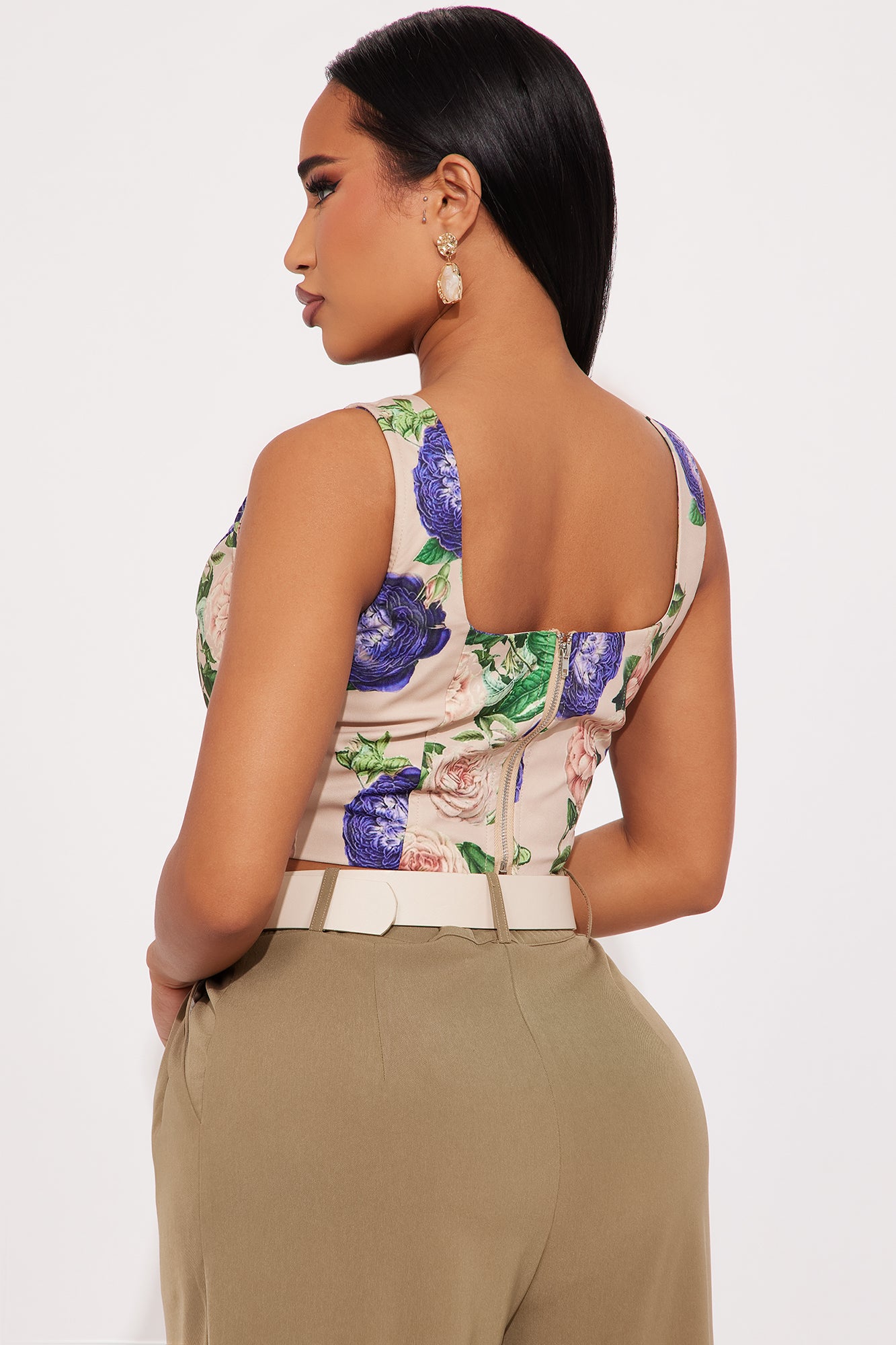 Garden In Full Bloom Corset Top - Taupe/combo - Image 3