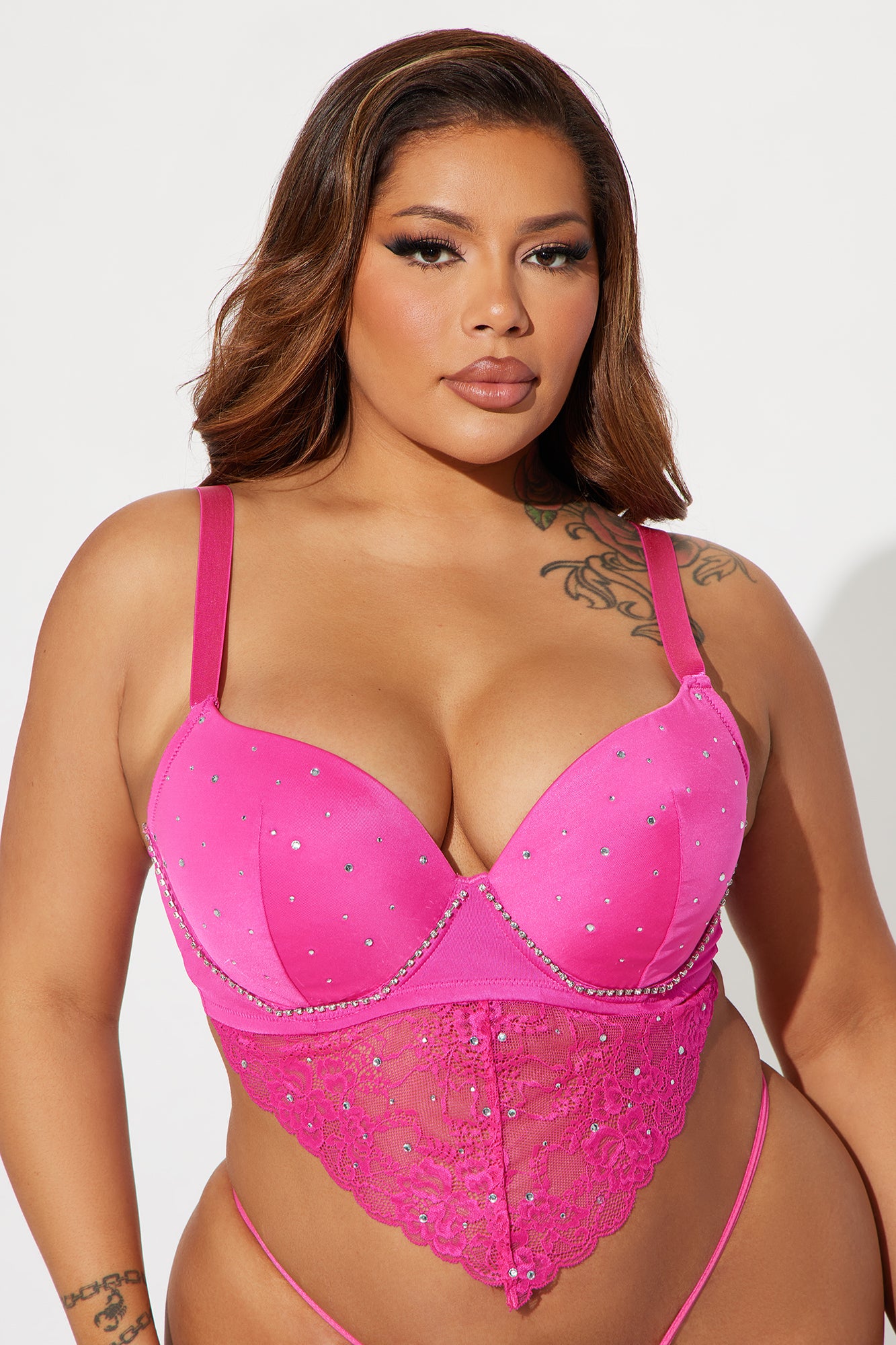 Stole The Show Embellished Bra - Hot Pink - Image 4