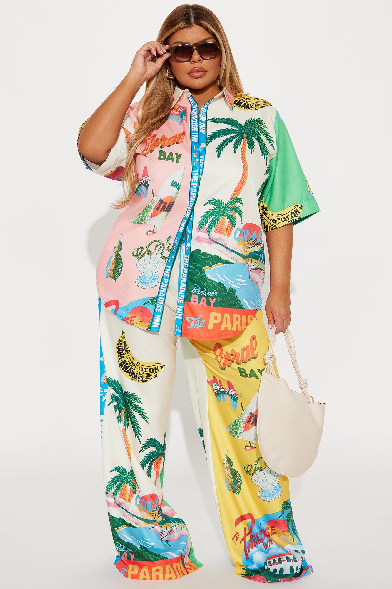 Paradise Inn Satin Pant Set - Multi Color - Image 5
