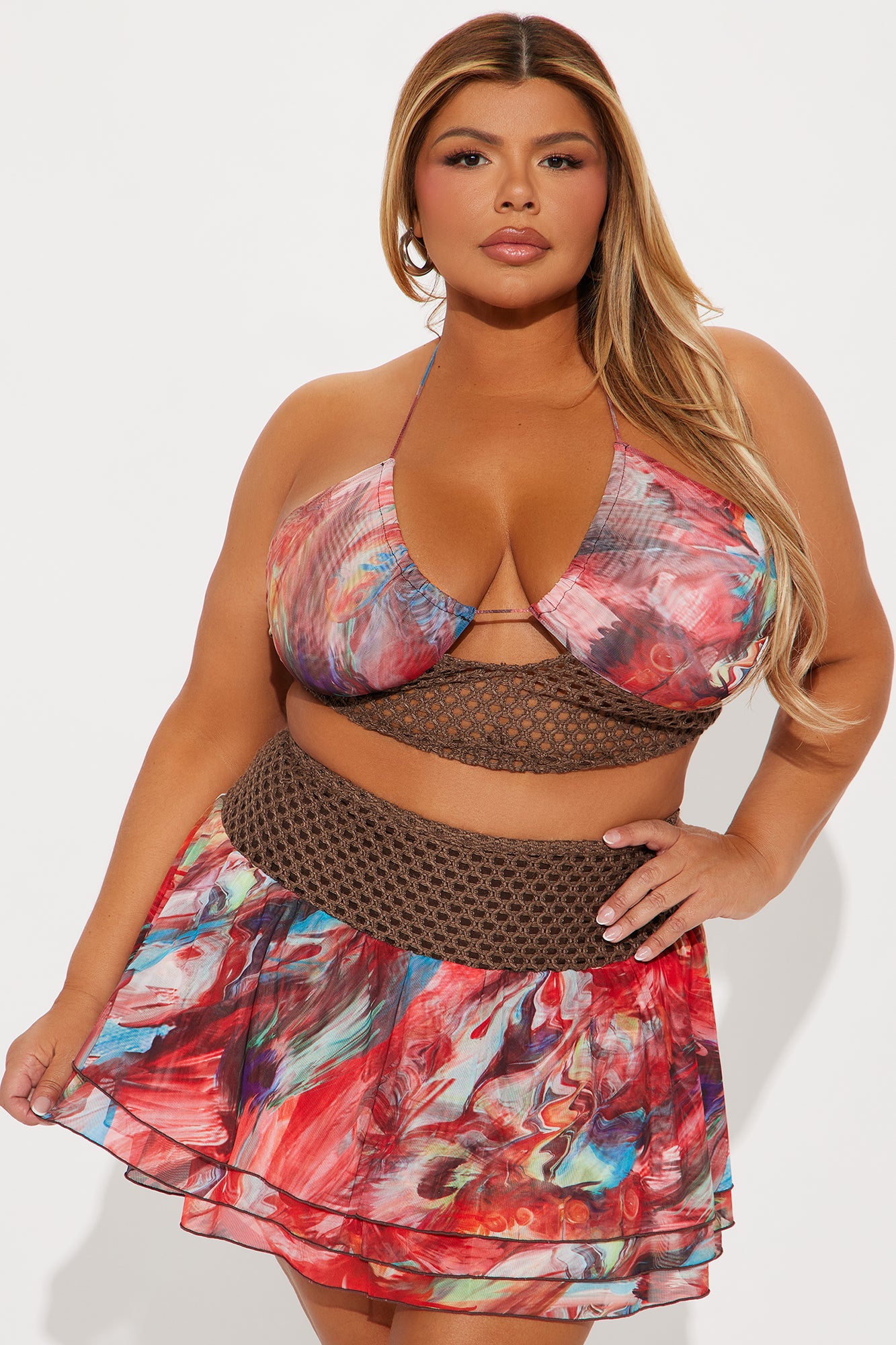 City Sirens Mini Skirt Set - Brown Combo - Image 5