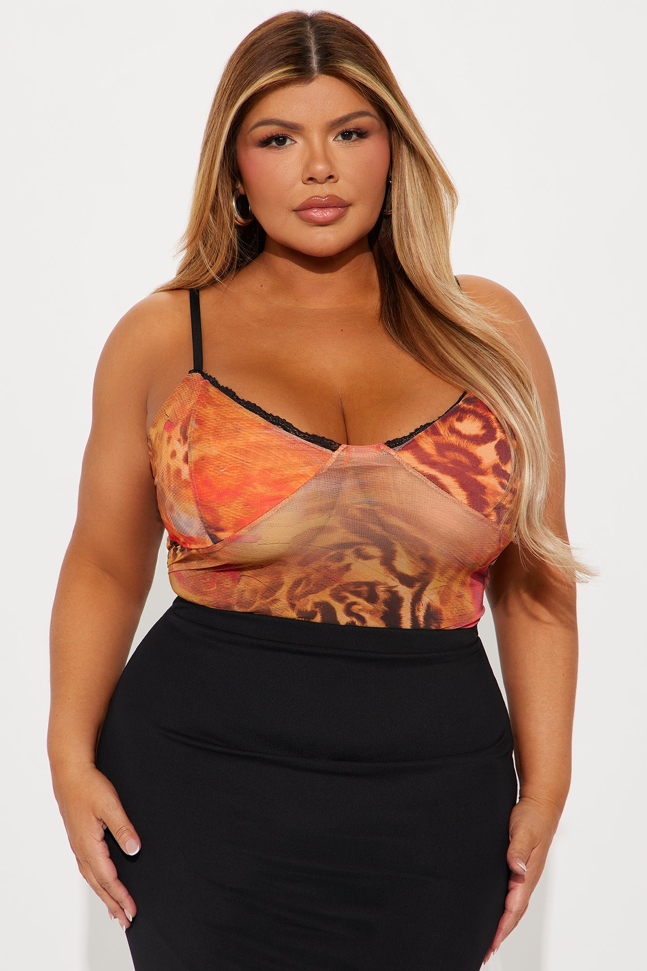 Arlet Sheer Mesh Bodysuit - Orange/combo - Image 7