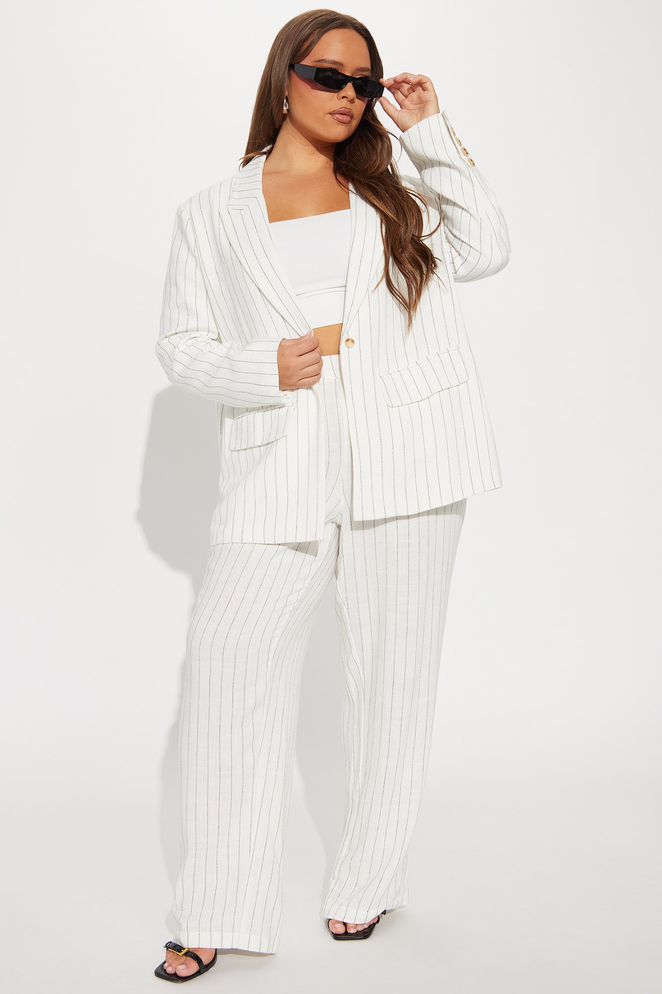 Leah Linen Blazer Pant Set - Ivory - Image 5