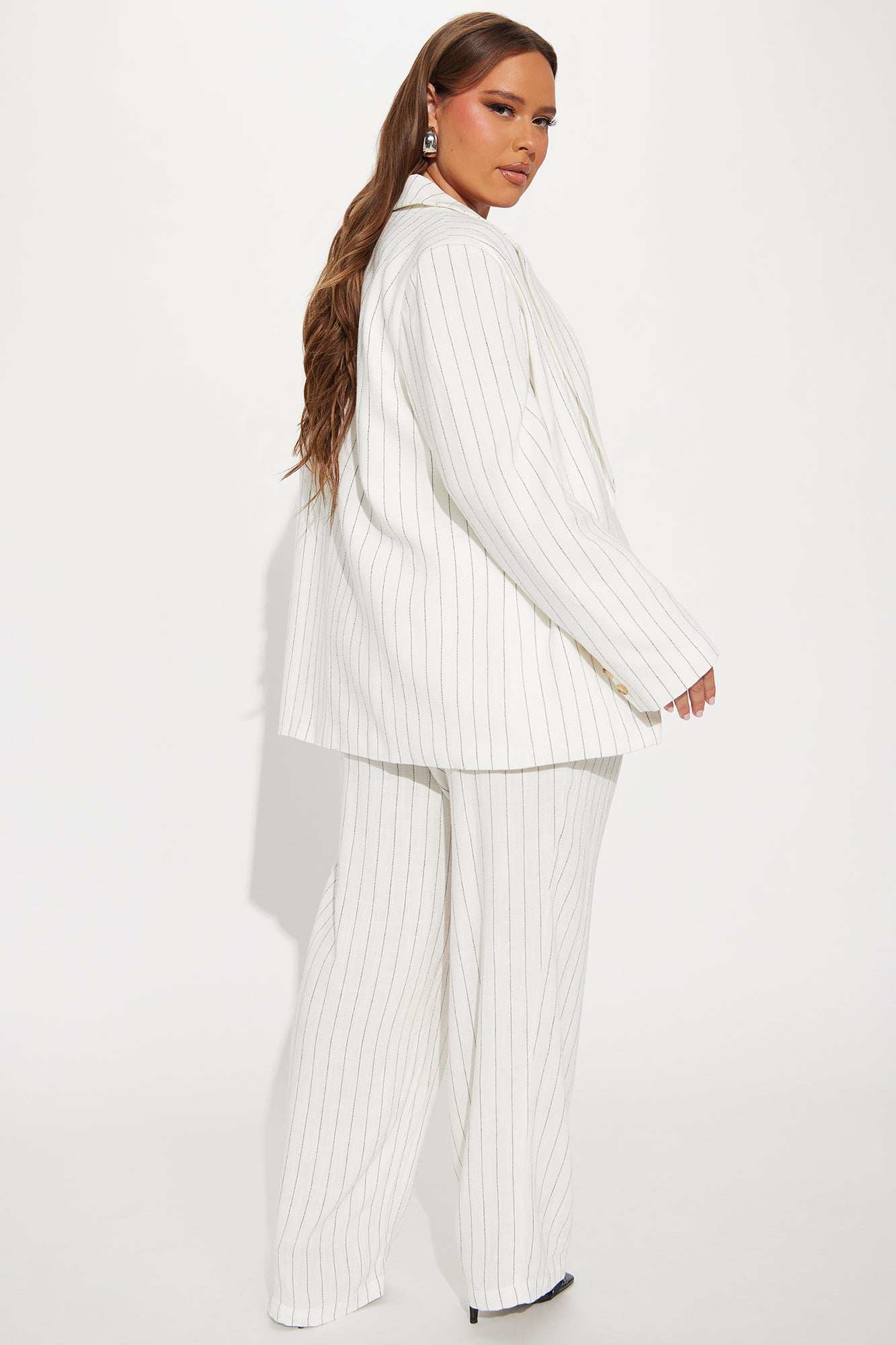 Leah Linen Blazer Pant Set - Ivory - Image 7