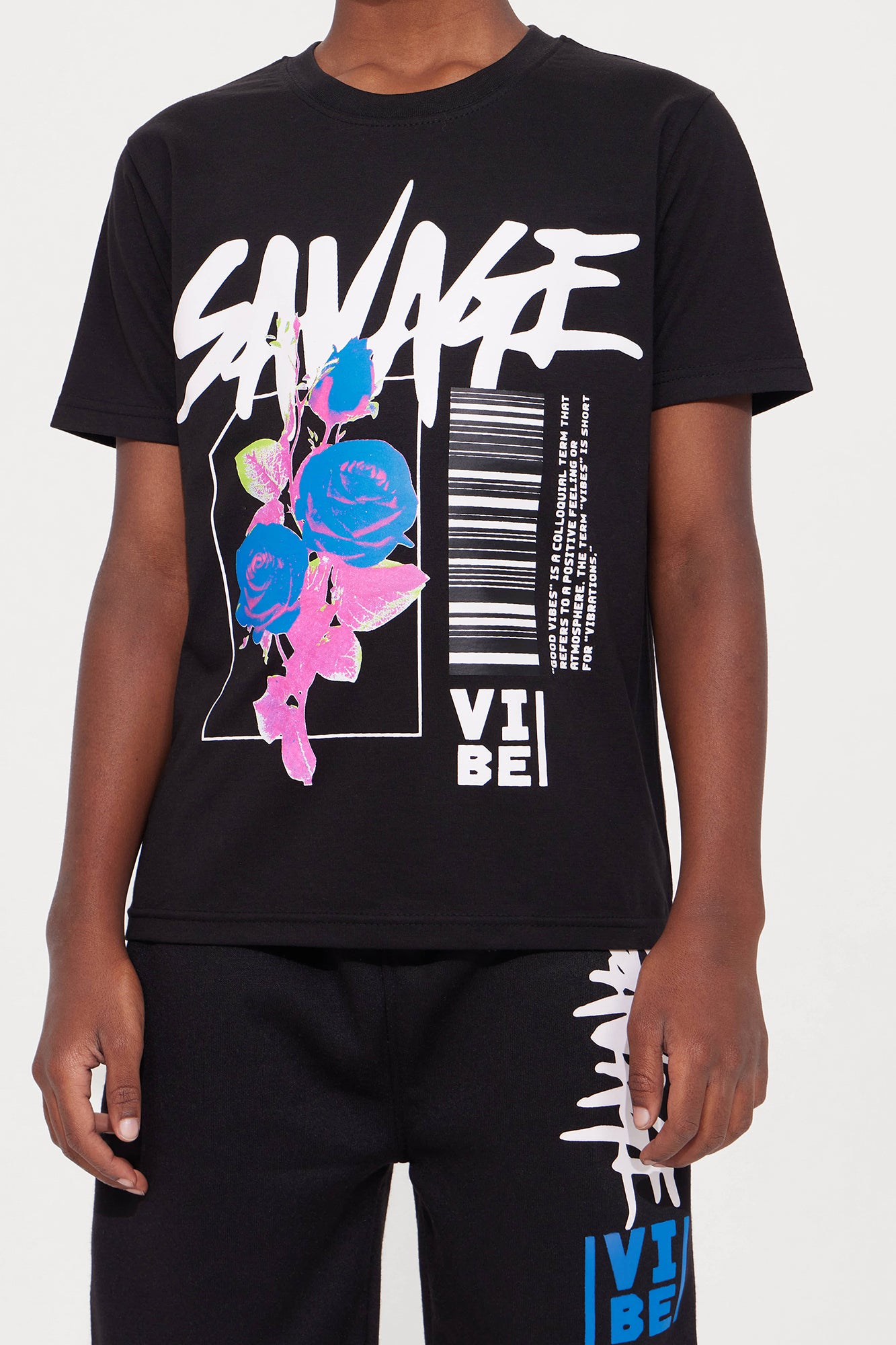 Mini Savage Vibes Only Fleece Short Set - Black/combo - Image 3