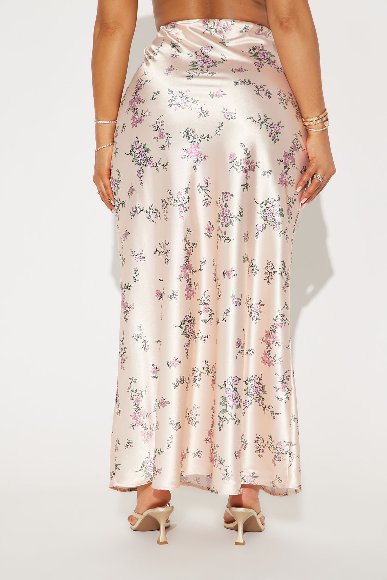 Penelope Floral Satin Maxi Skirt - Cream/combo - Image 3