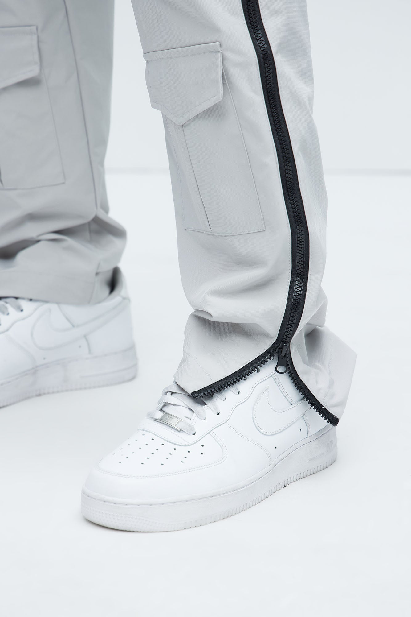 All Along Zipper Straight Nylon Cargo Pants - Grey - Image 5