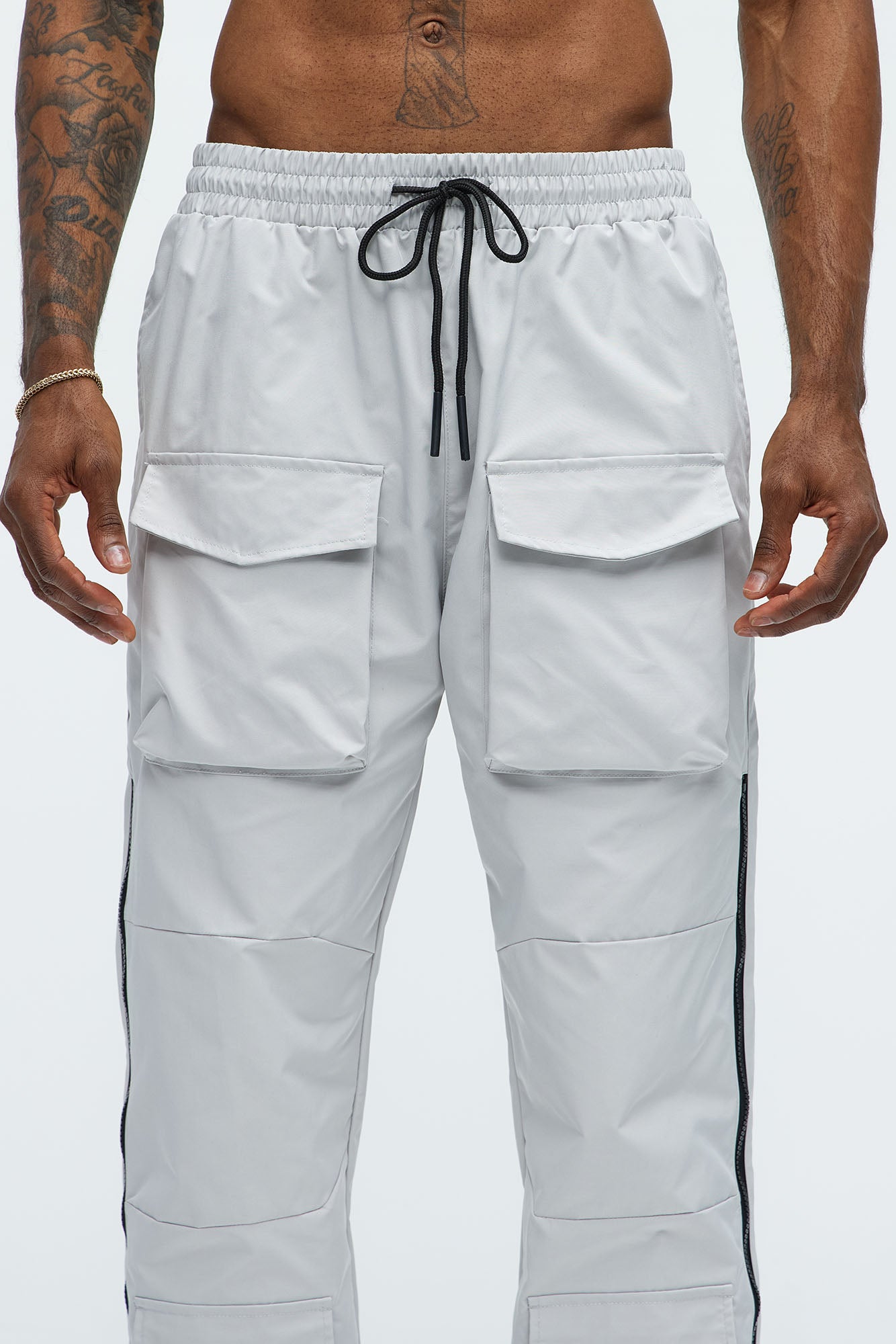 All Along Zipper Straight Nylon Cargo Pants - Grey - Image 6