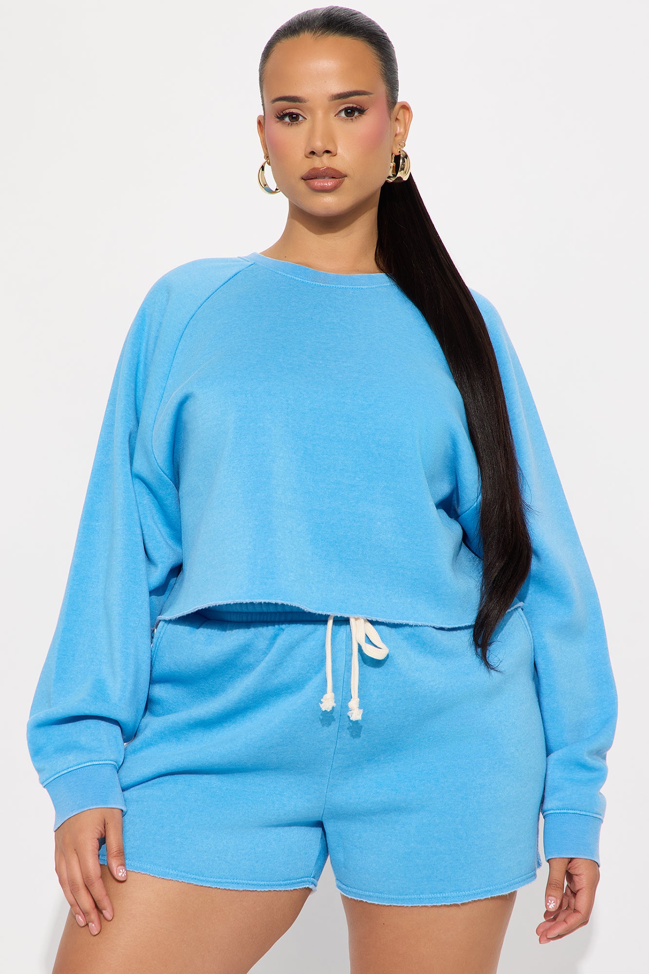 So Soft Washed Fleece Short Set - Blue - Image 4