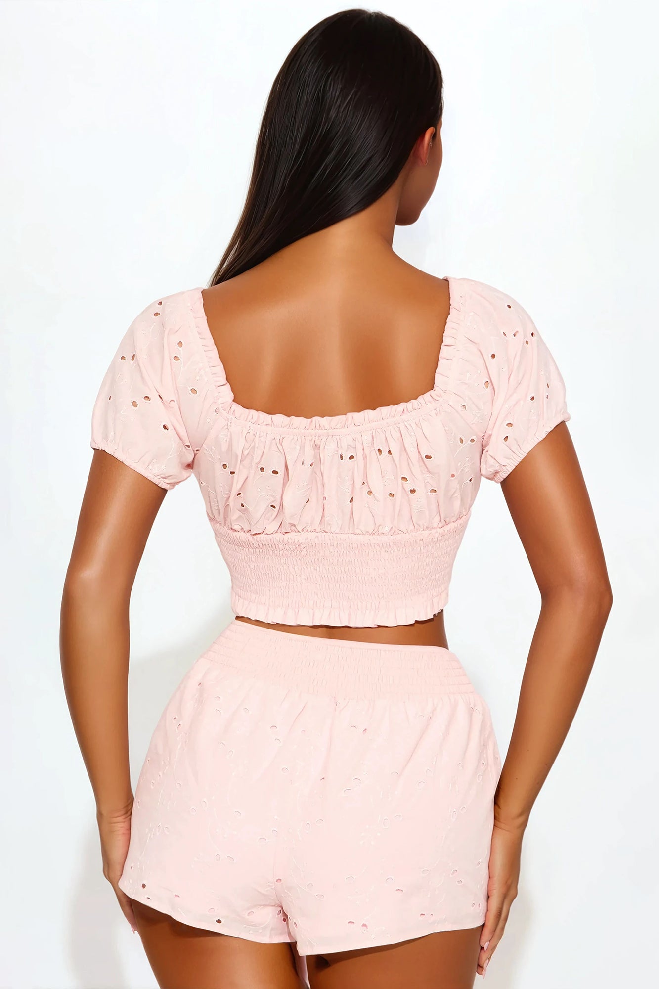 Very Cutesy Eyelet Short Set - Blush - Image 3