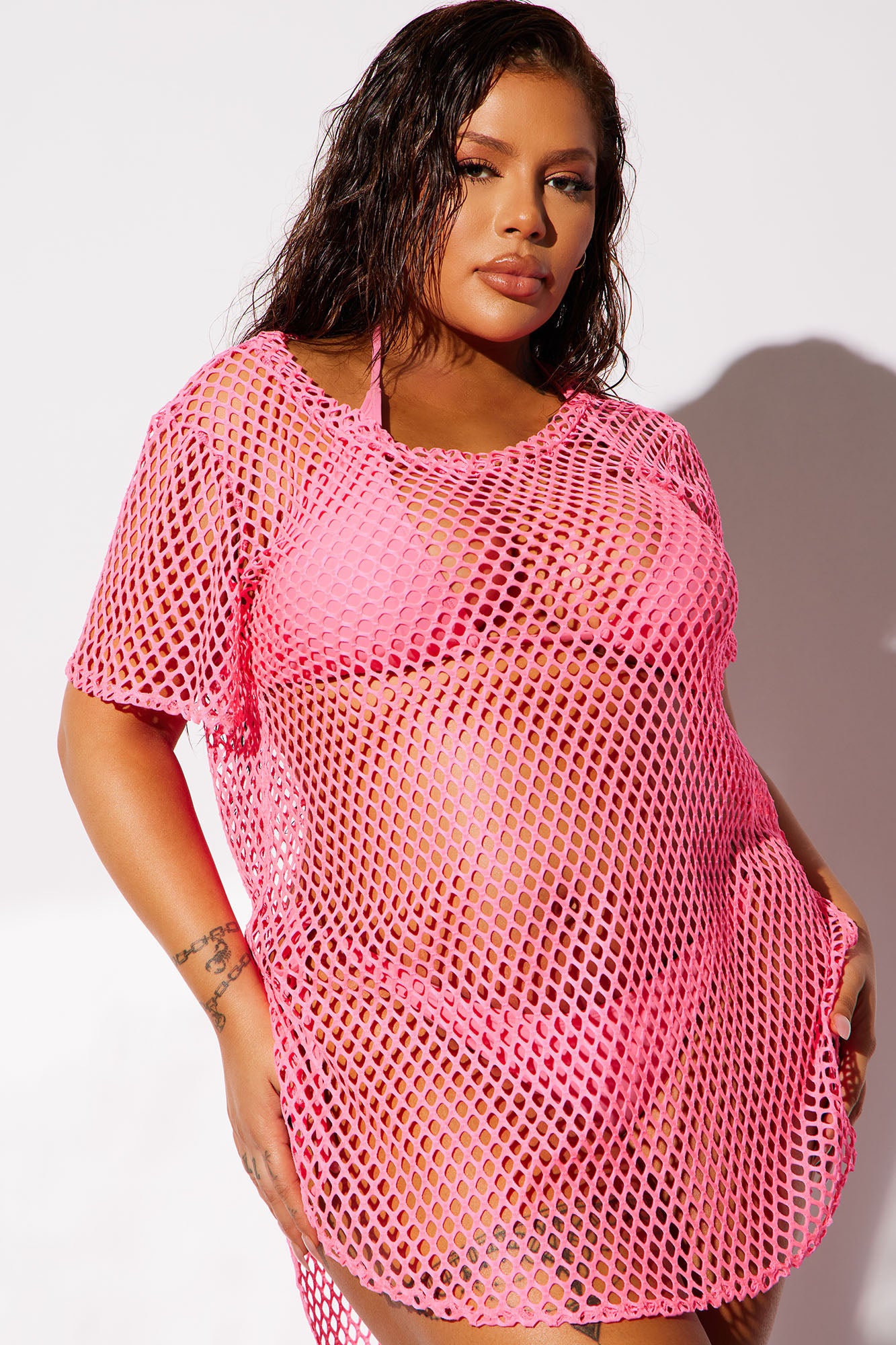 Break Through My Love Cover Up Top - Hot Pink - Image 4
