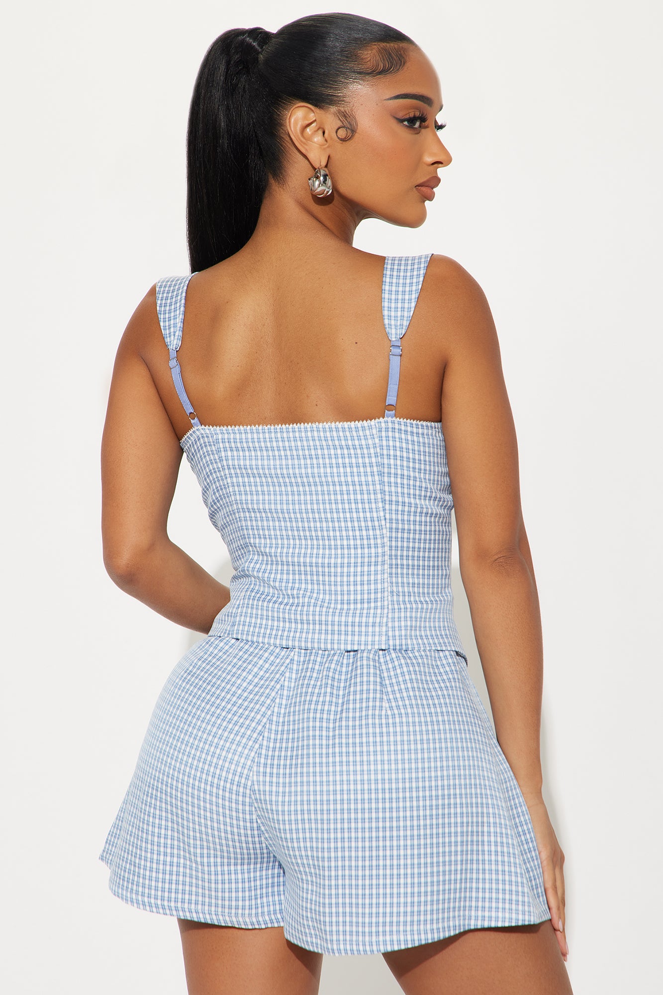 Angel Plaid Short Set - Blue/combo - Image 3