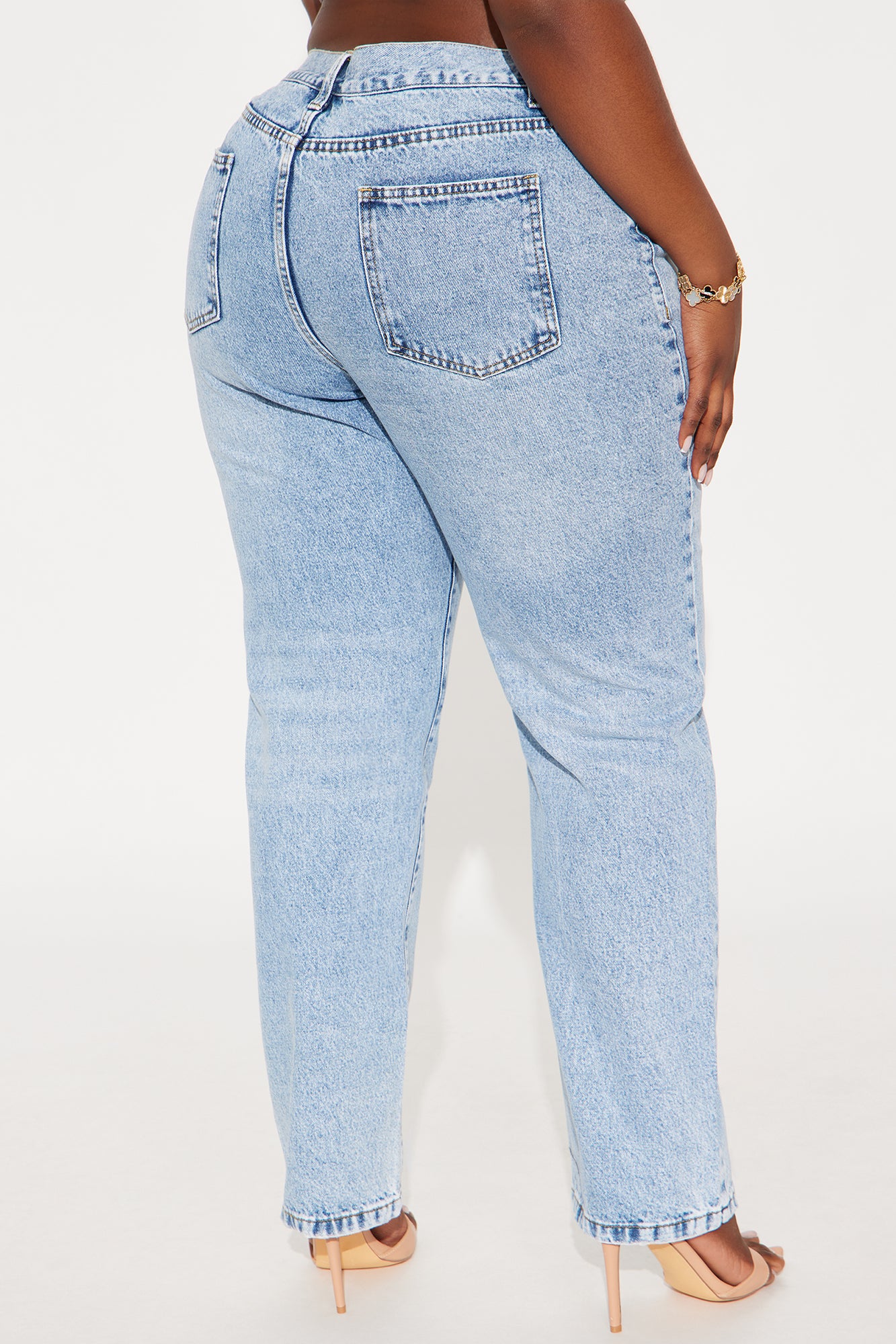 90s Crossover Straight Leg Jeans - Light Blue - Image 6