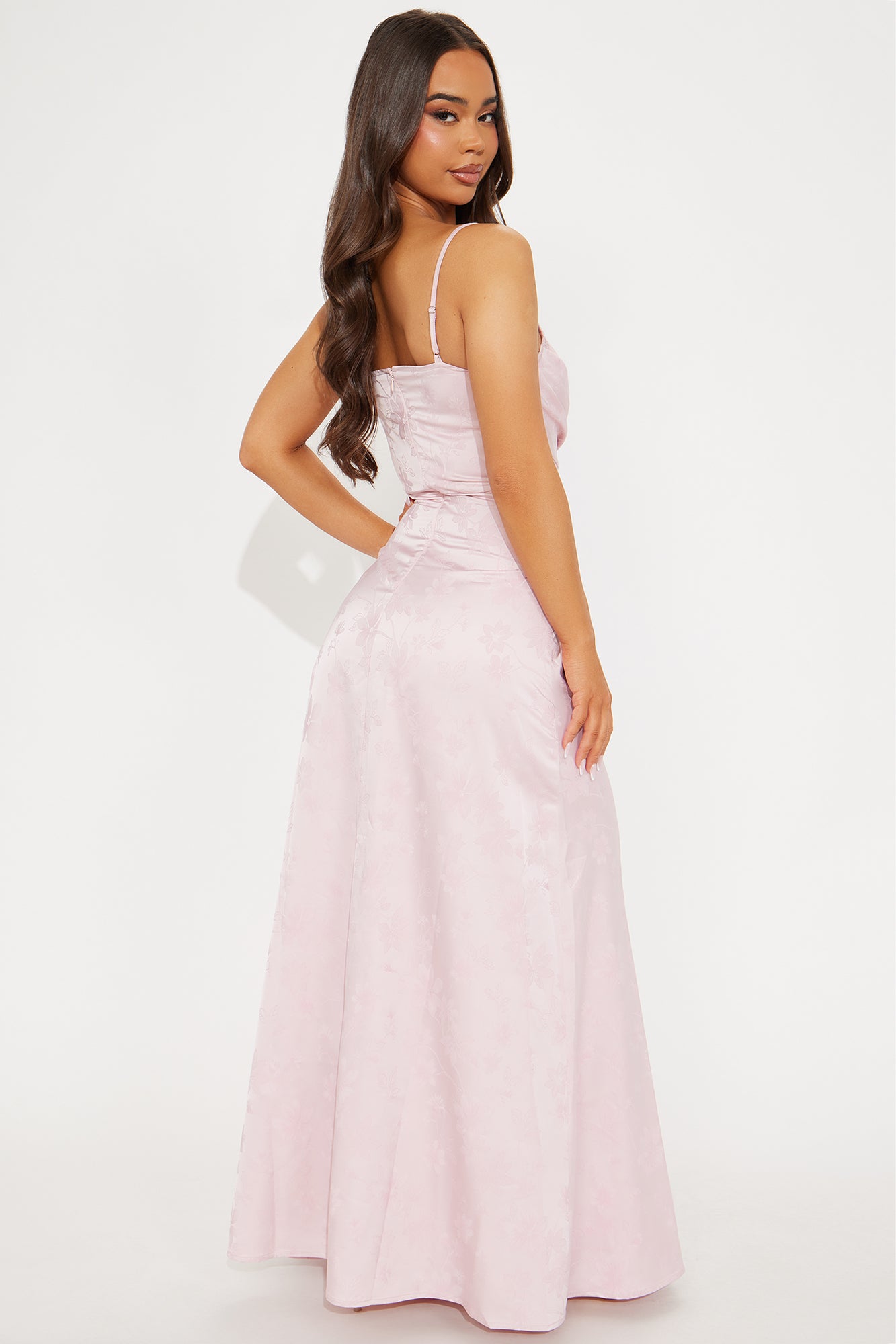 Tanya Floral Satin Maxi Dress - Mauve - Image 3