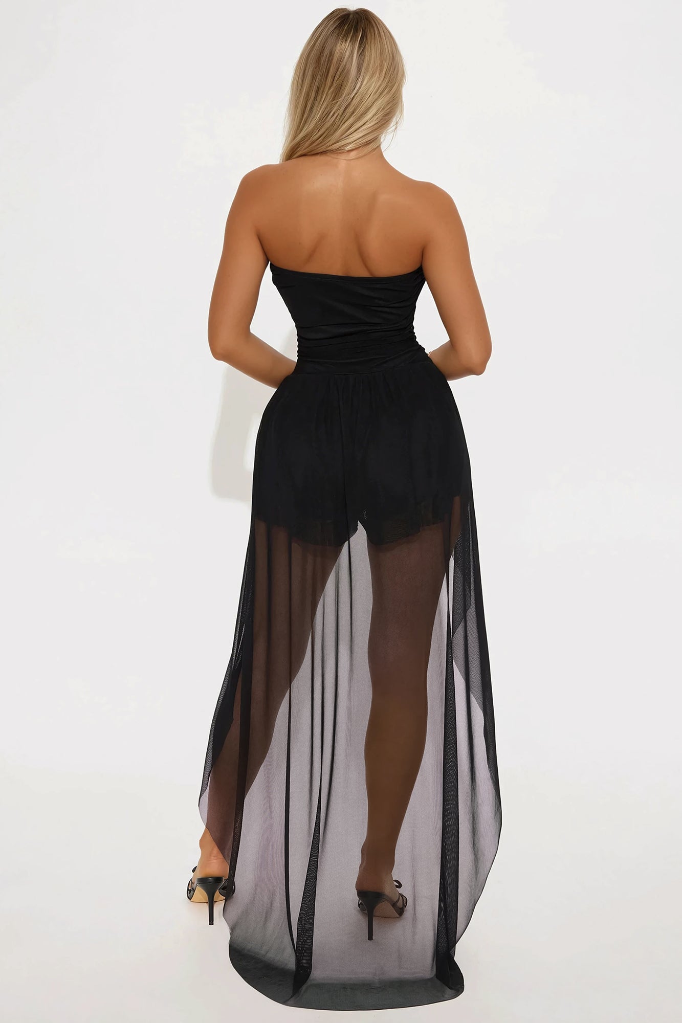 Yours Truly Mesh High Low Romper - Black - Image 3