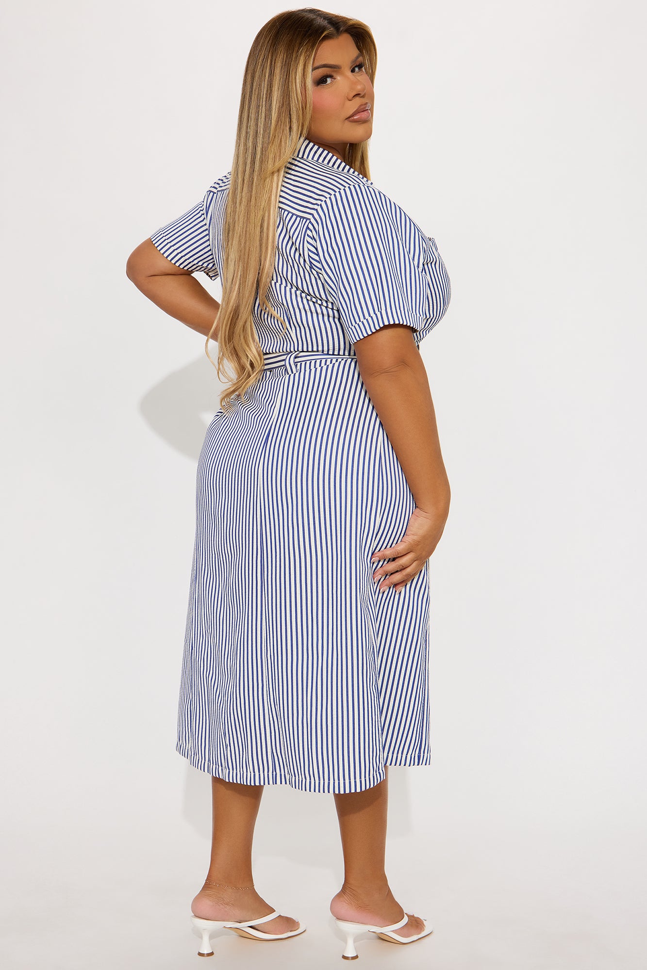 Beach House Getaway Striped Midi Dress - Blue/combo - Image 6