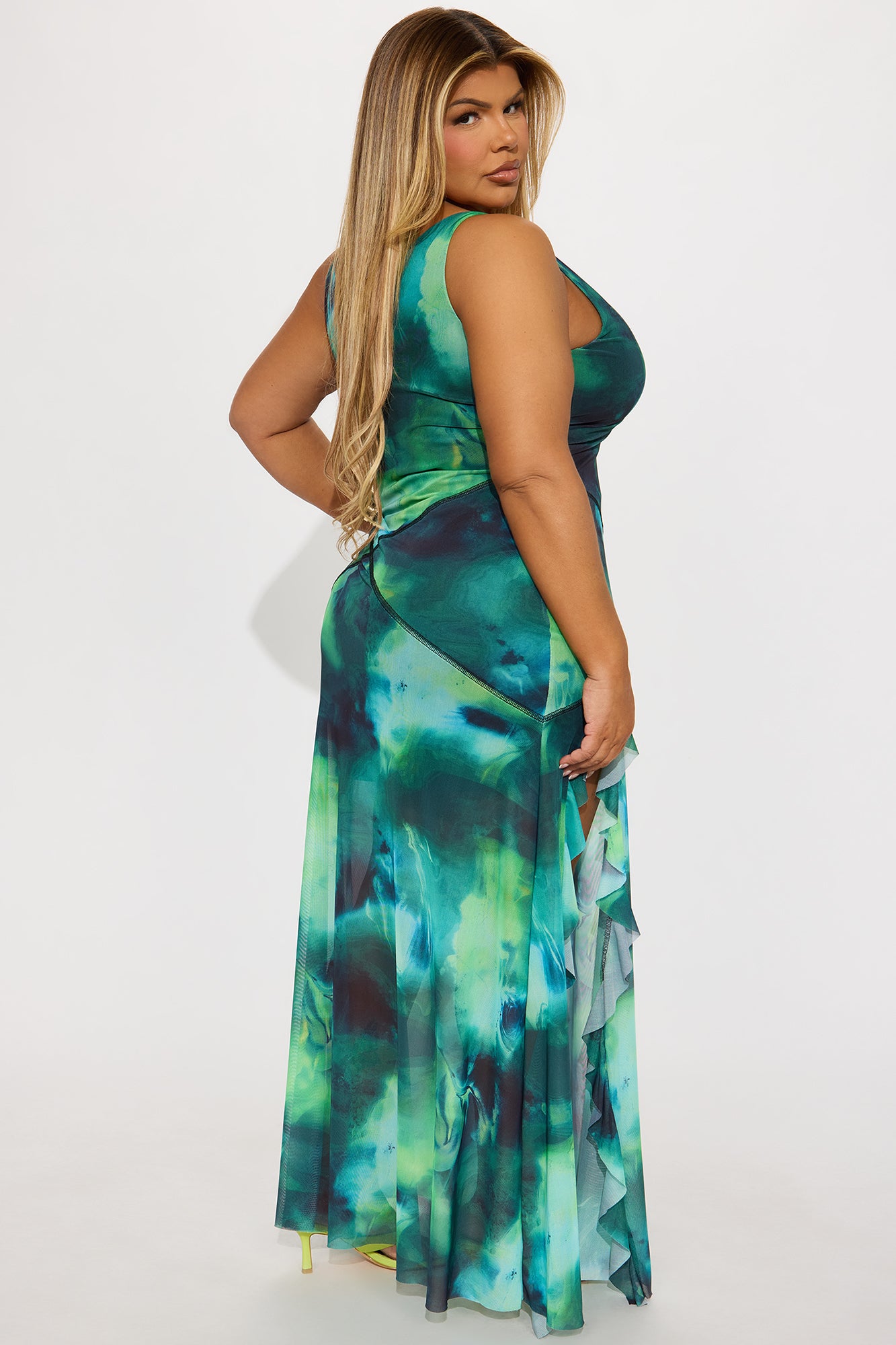Astrid Mesh Maxi Dress - Green/combo - Image 6