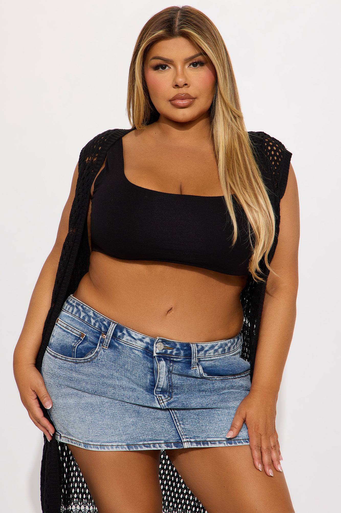 Dreamy Daze Crochet Fringe Cardigan - Black - Image 5