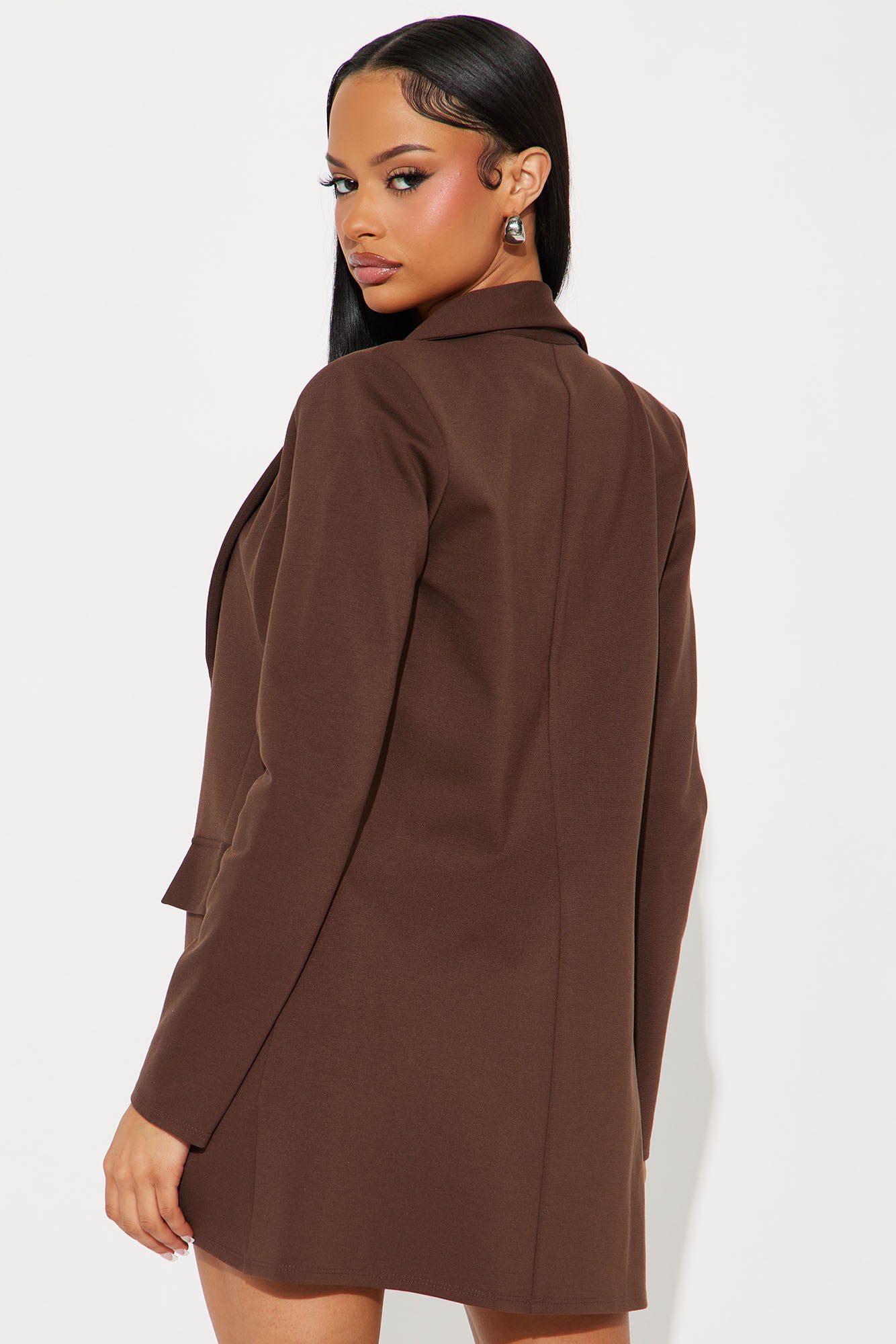 Cindy Blazer And Micro Short Set - Chocolate - Image 3