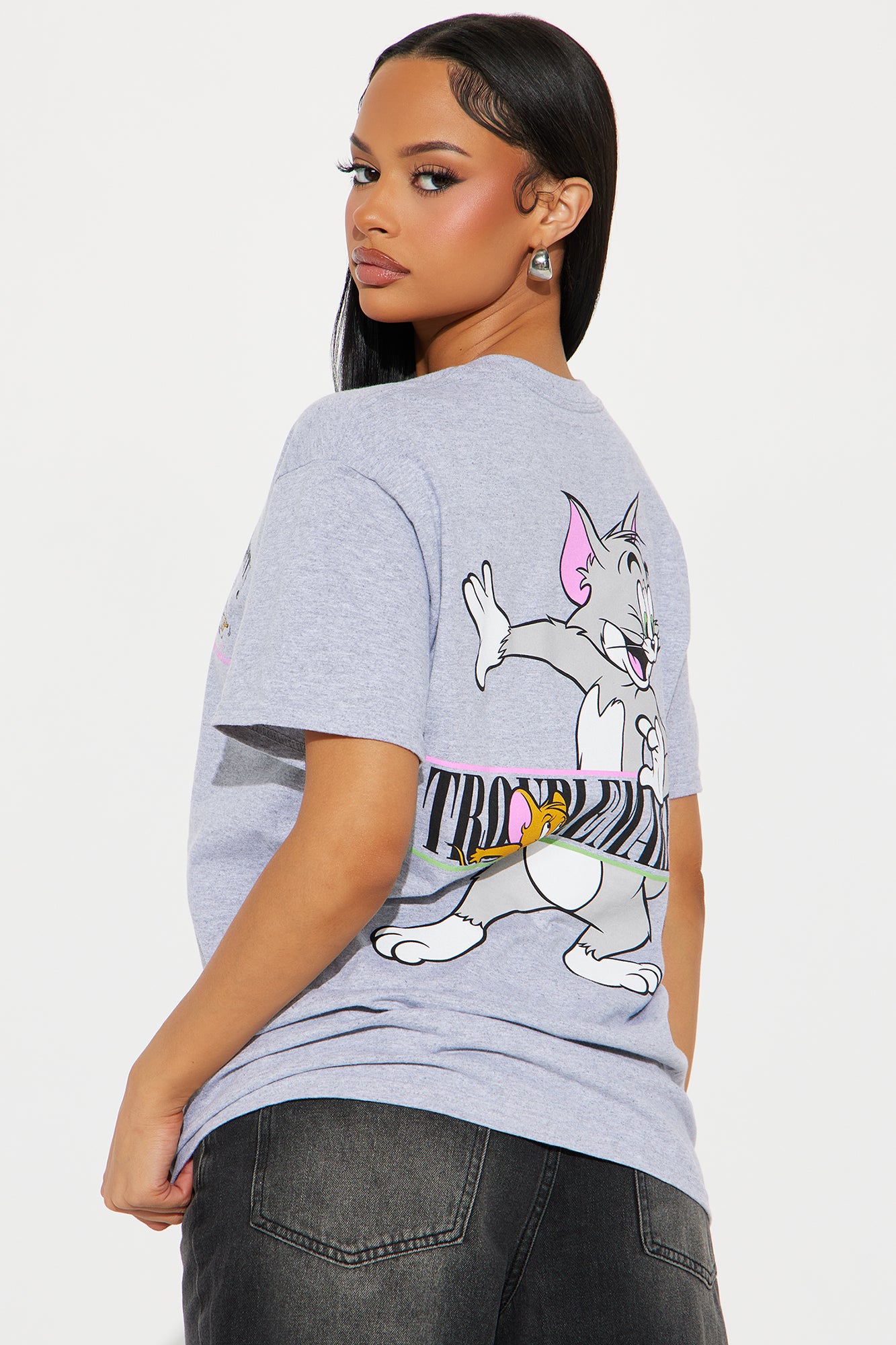 Tom And Jerry Troublemaker Tee - Heather Grey - Image 3