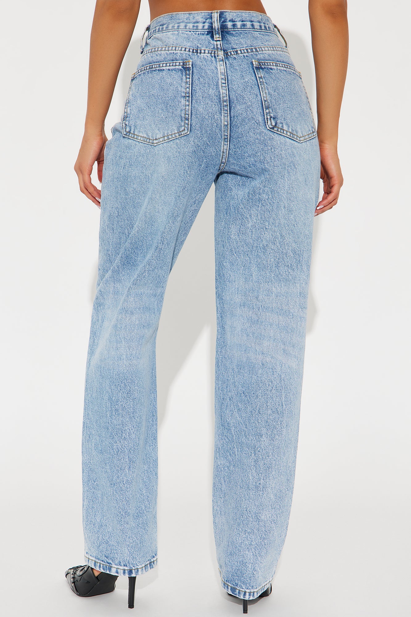 90s Crossover Straight Leg Jeans - Light Blue - Image 3