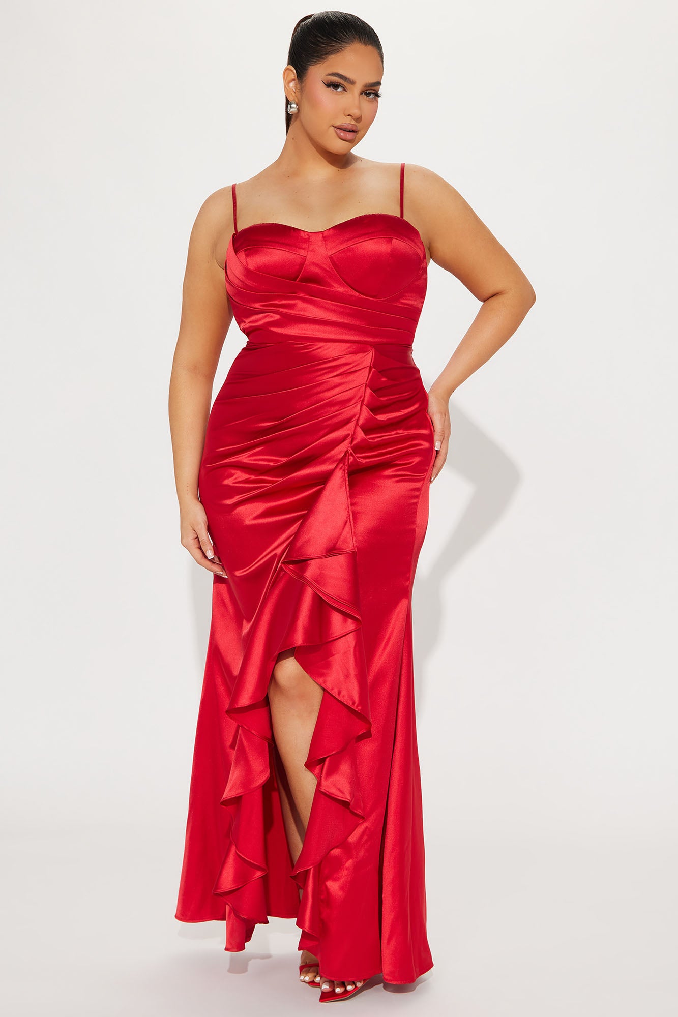 Camilla Satin Gown - Red - Image 5