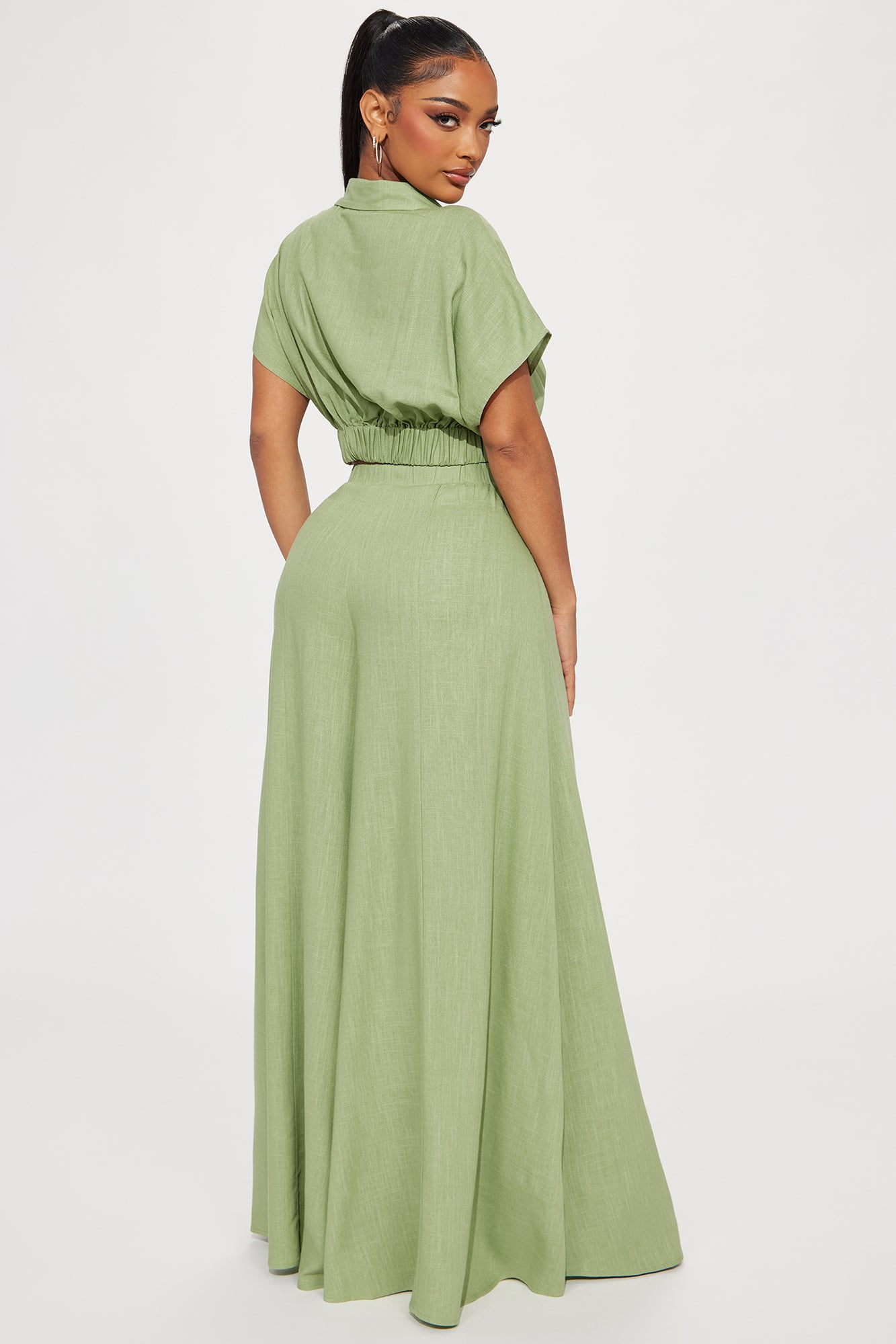Lucky Day Linen Pant Set - Sage - Image 3
