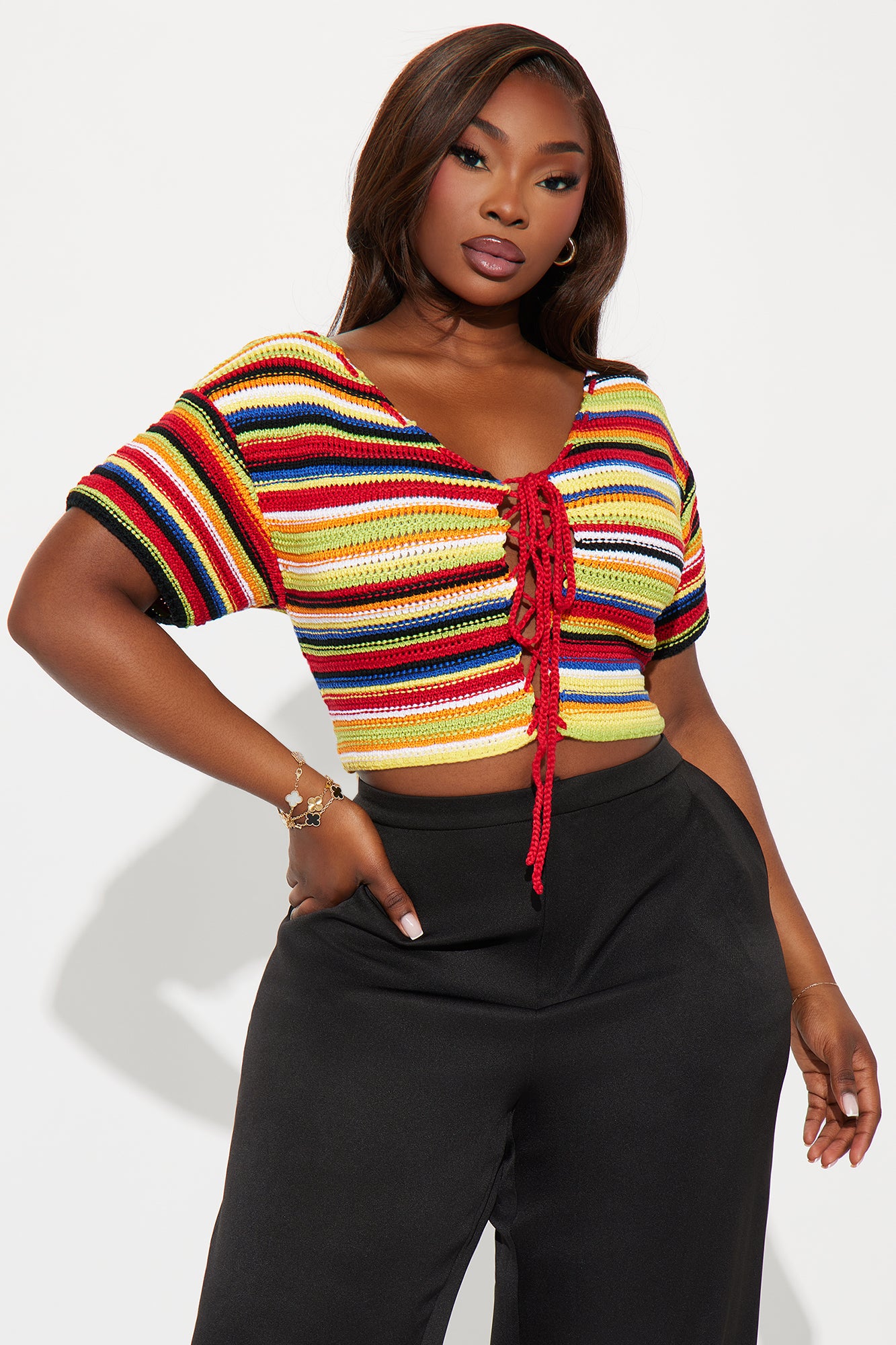 Vivid Dreams Cropped Crochet Top - Multi Color - Image 4