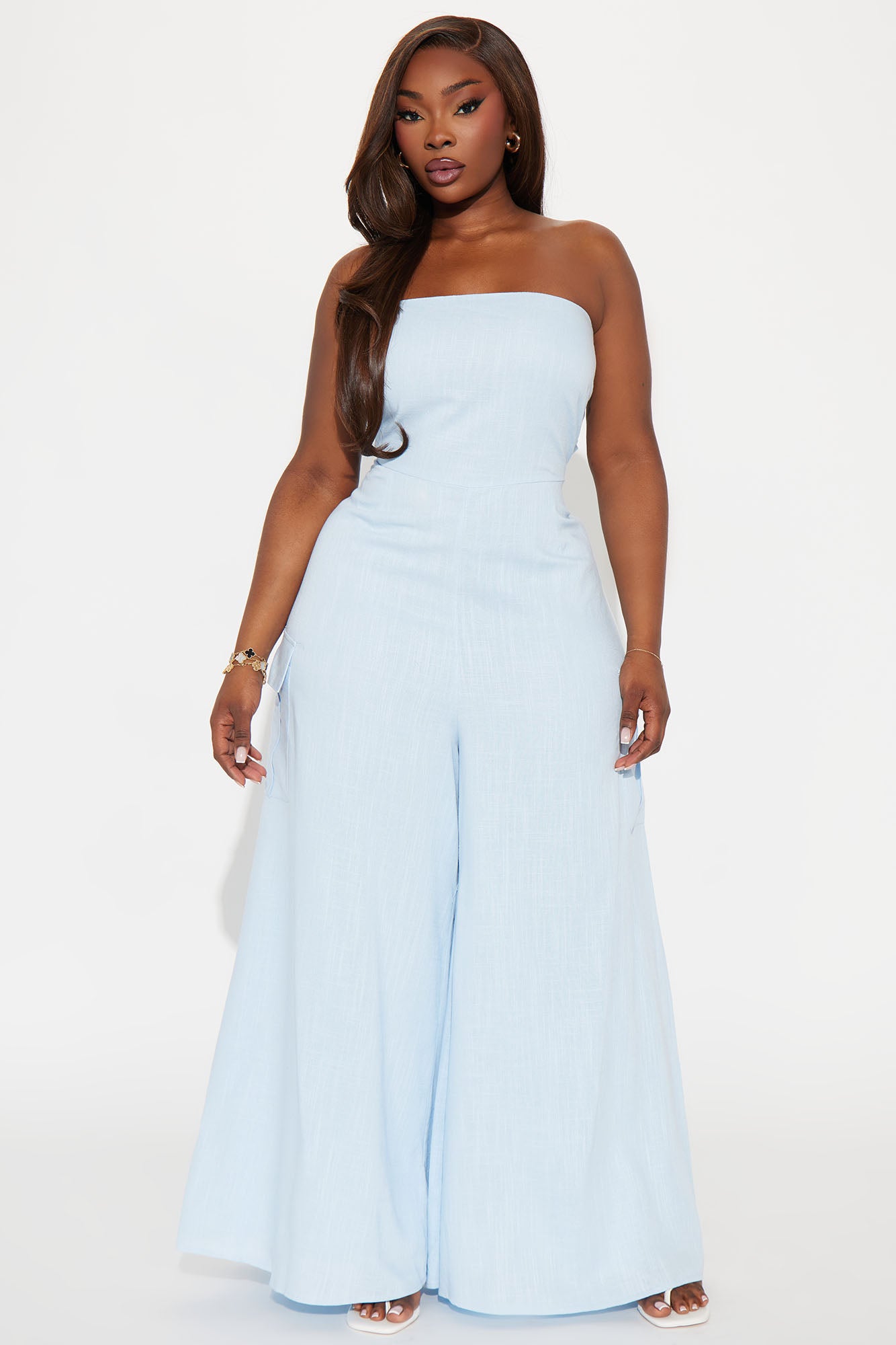 Sasha Linen Jumpsuit - Light Blue - Image 4