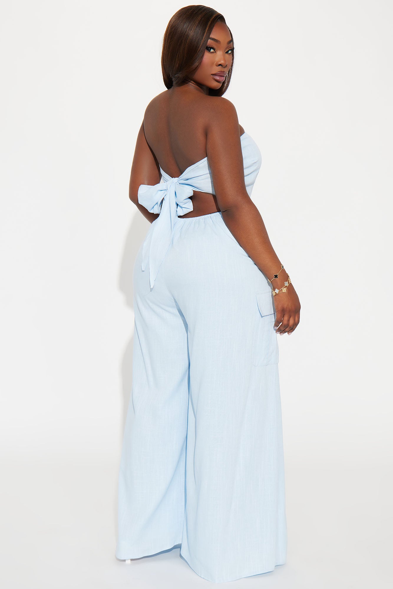 Sasha Linen Jumpsuit - Light Blue - Image 6