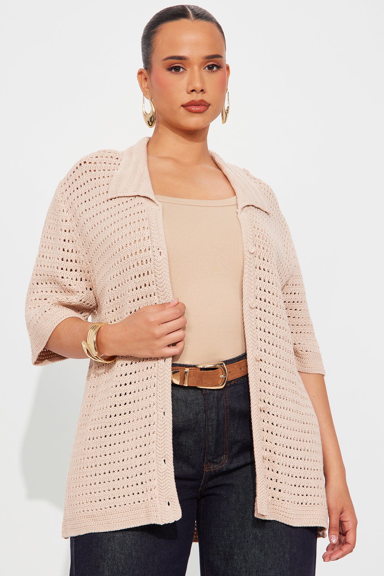 Drinks In Hand Crochet Shirt - Sand - Image 6