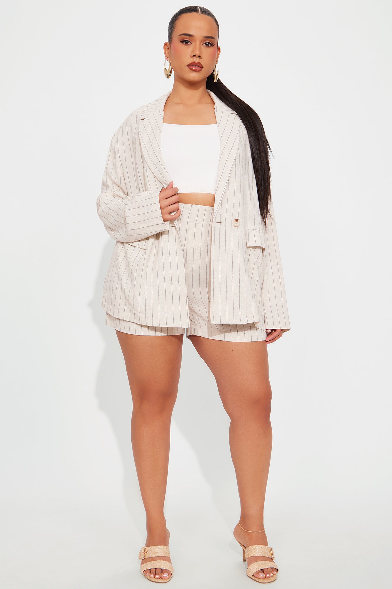 Monterey Linen Blazer Short Set - Natural/Combo - Image 5