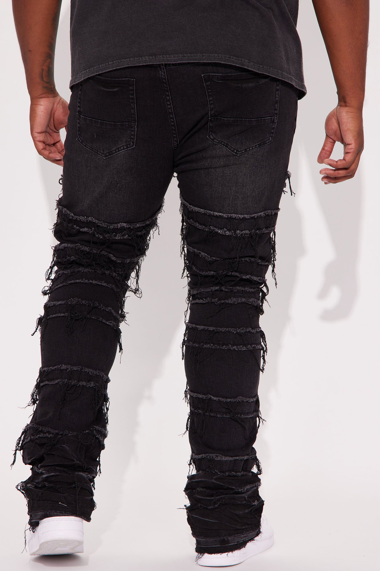 About Fray Stacked Skinny Flare Jeans - Black Wash - Image 7