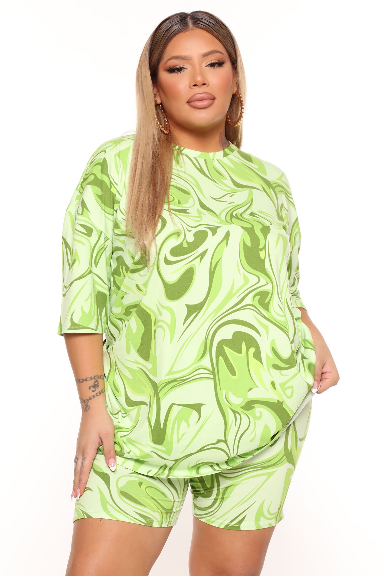 Weekend Vibes Printed Short Set - Green/combo - Image 5