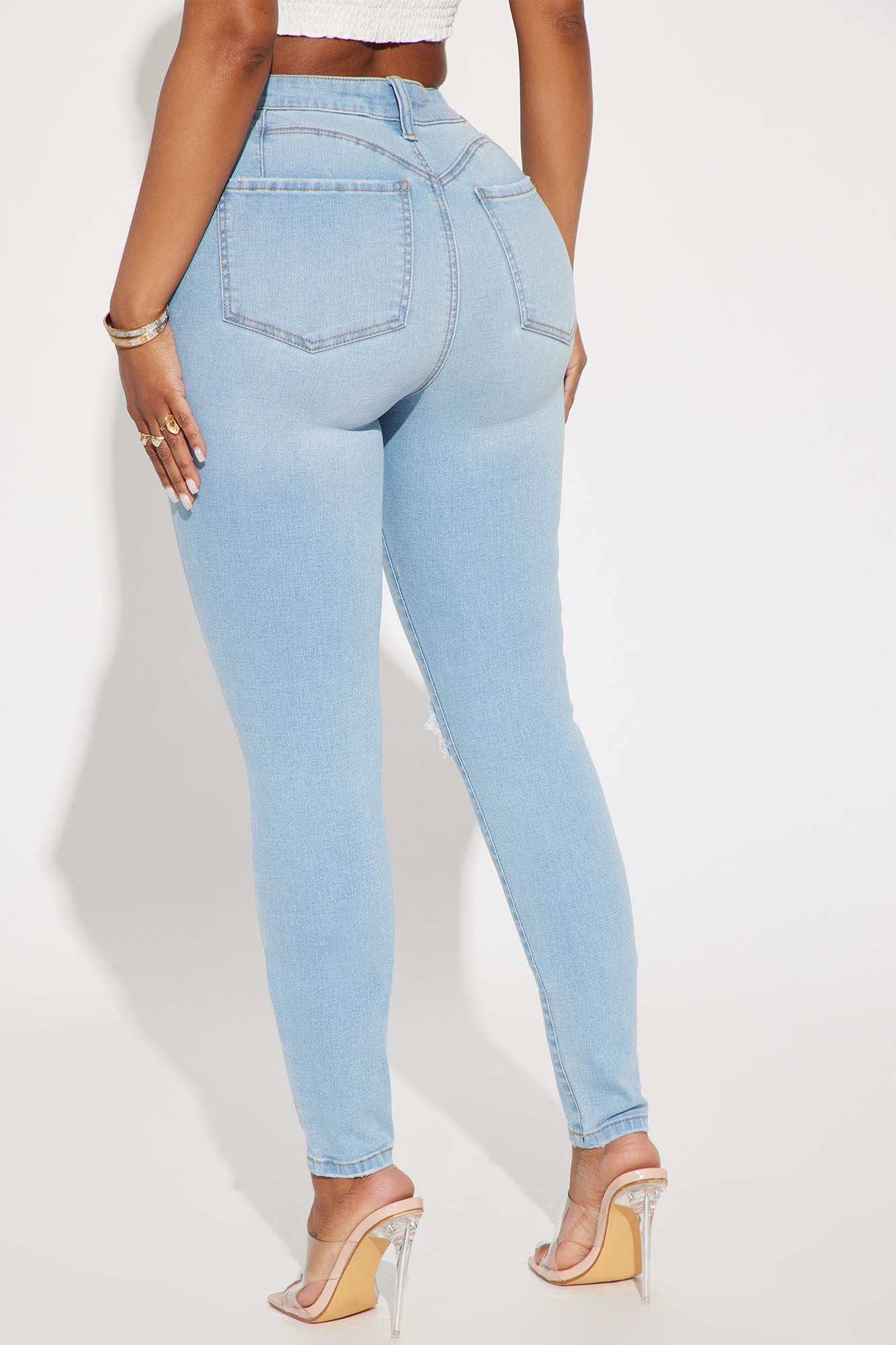 Booty Lifter Curvy Stretch Skinny Jean - Light Wash - Image 3