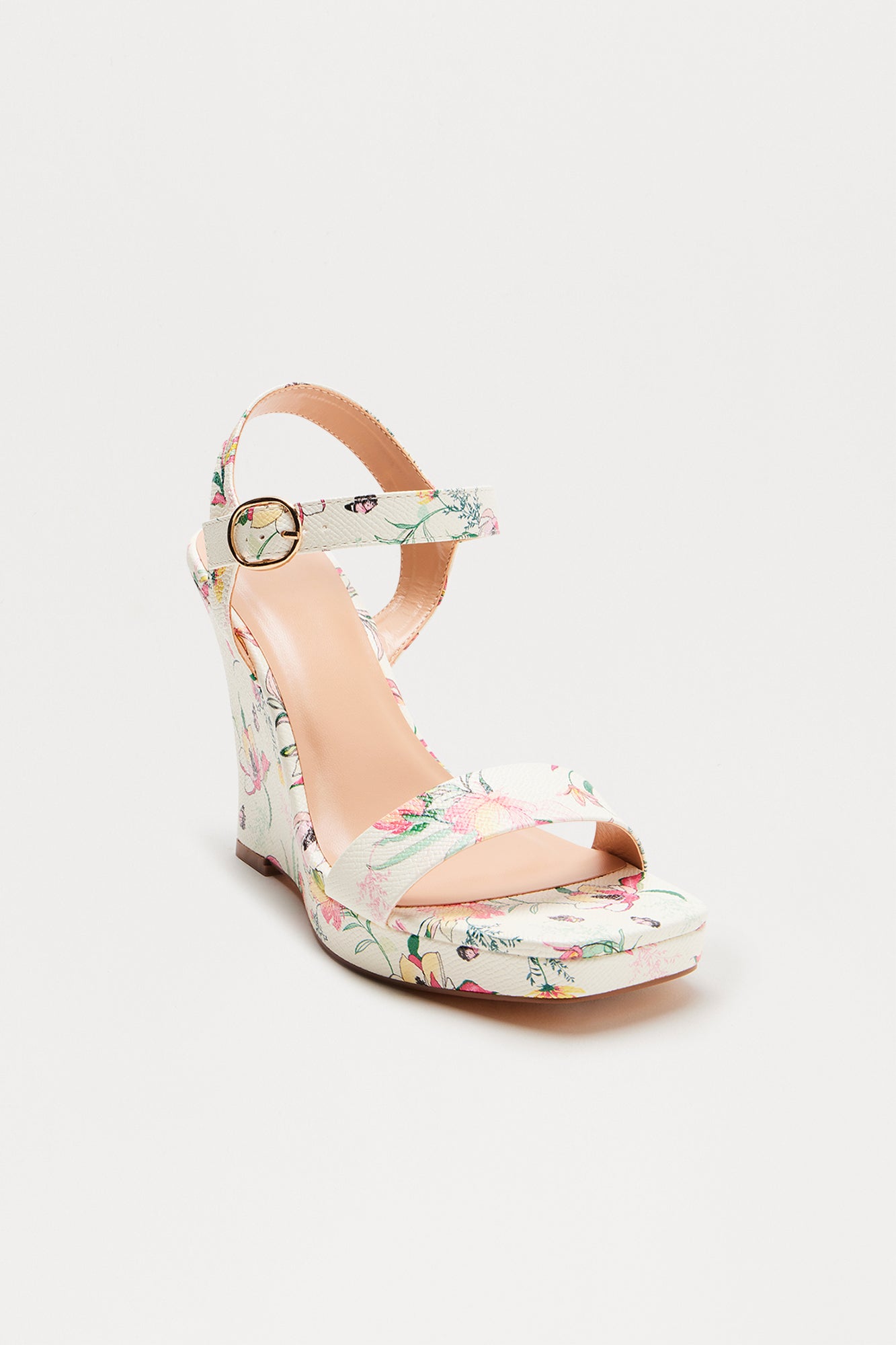 Daily Faux Leather Ankle Strap Wedges - White/combo - Image 3