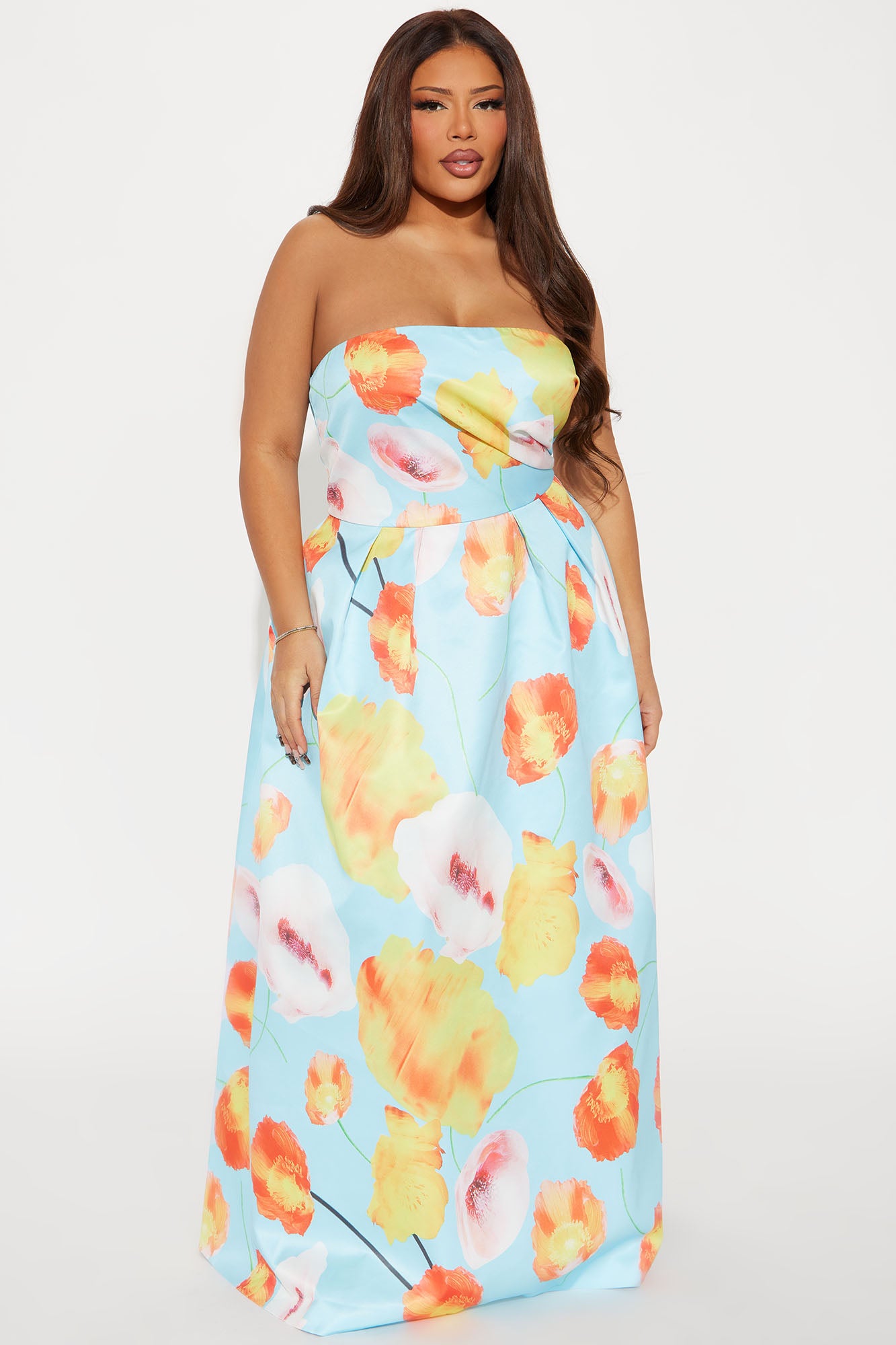 Stephanie Floral A Line Maxi Dress - Blue/combo - Image 4