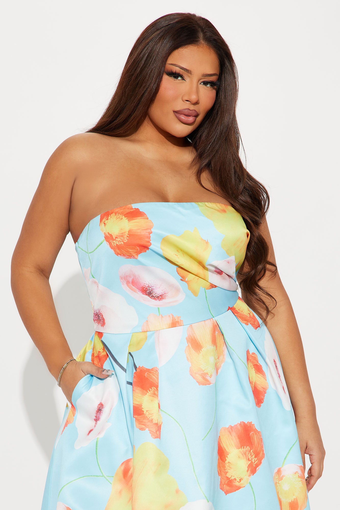 Stephanie Floral A Line Maxi Dress - Blue/combo - Image 5