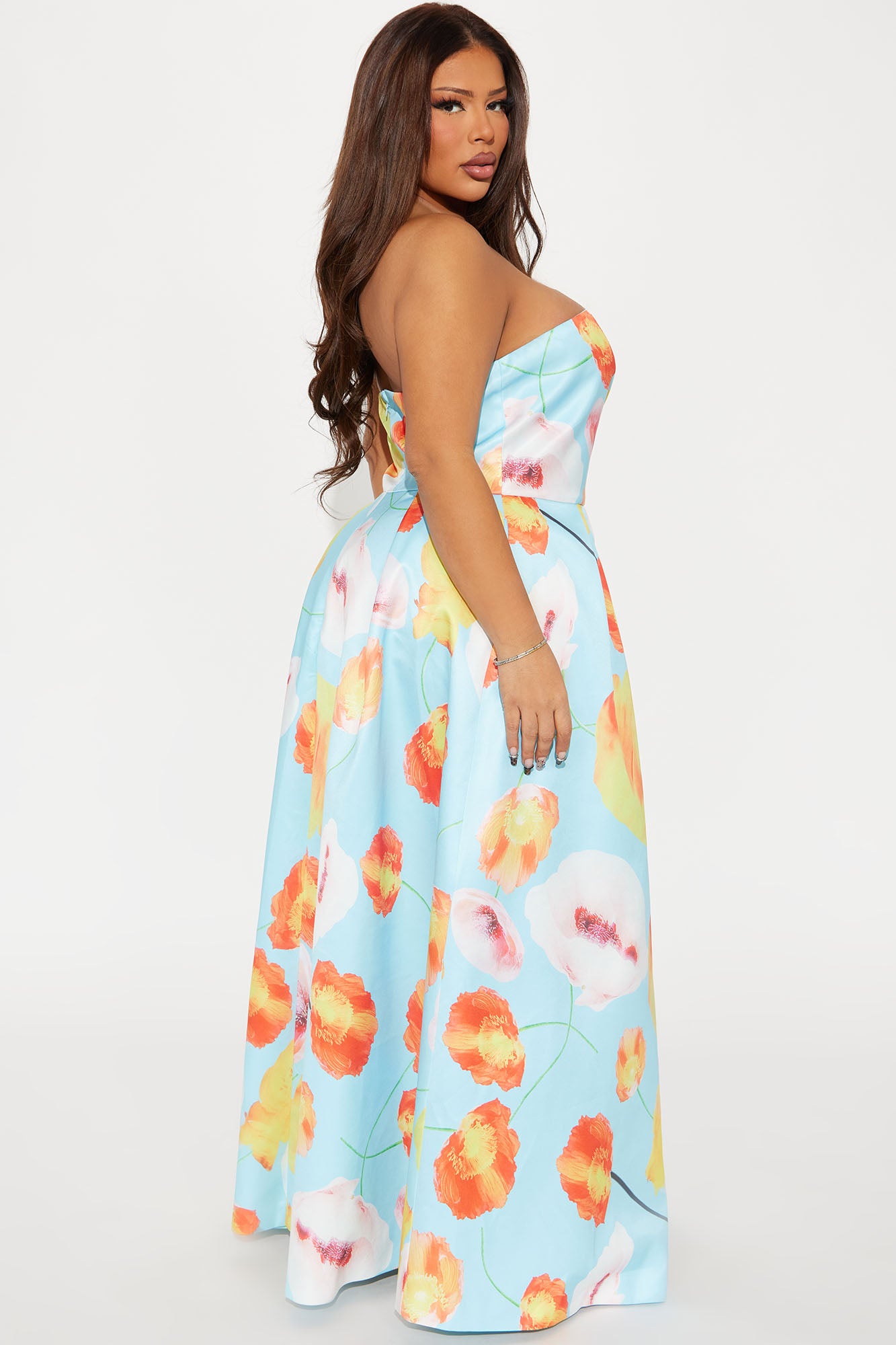 Stephanie Floral A Line Maxi Dress - Blue/combo - Image 6