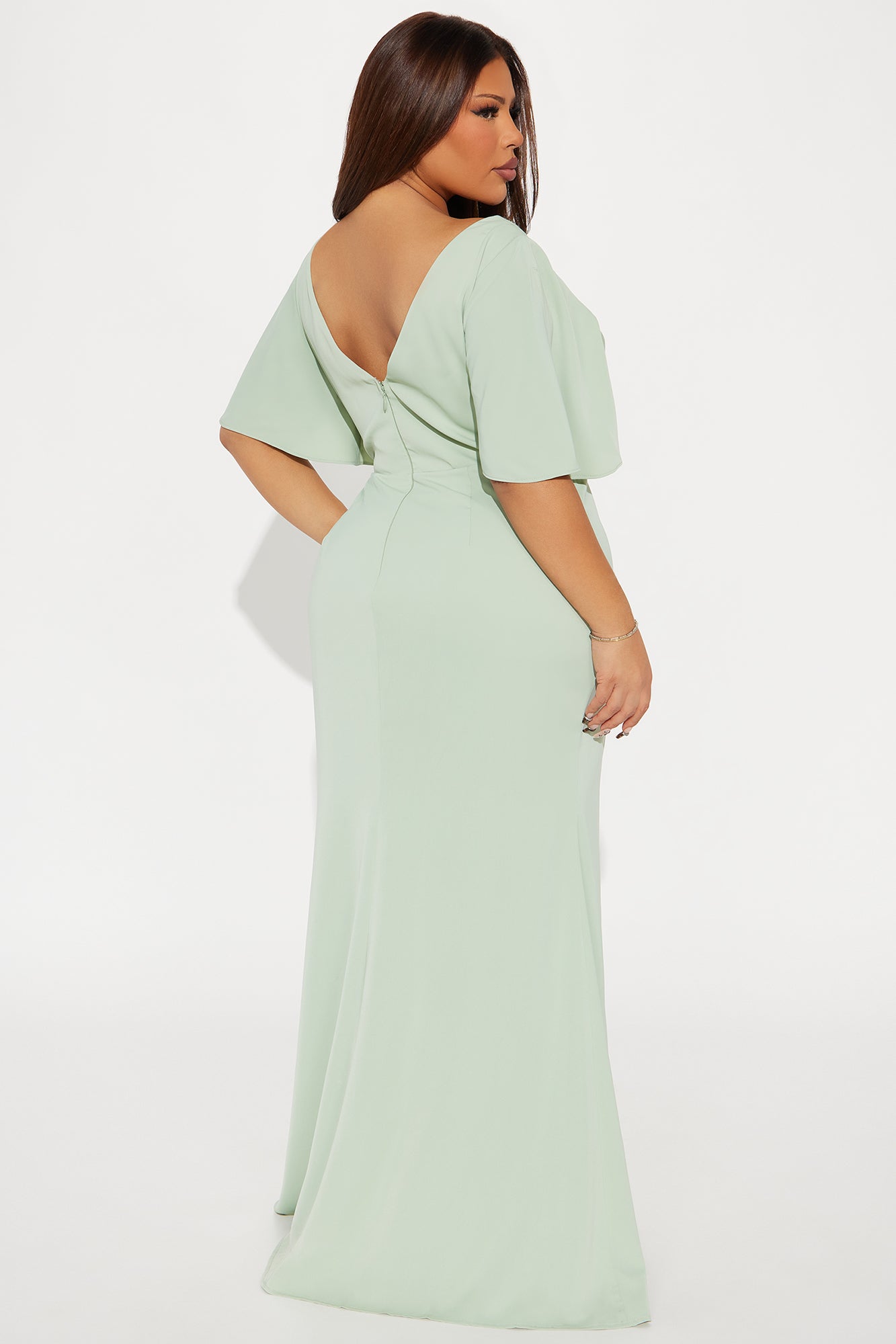 Abigail Satin Maxi Dress - Sage - Image 6