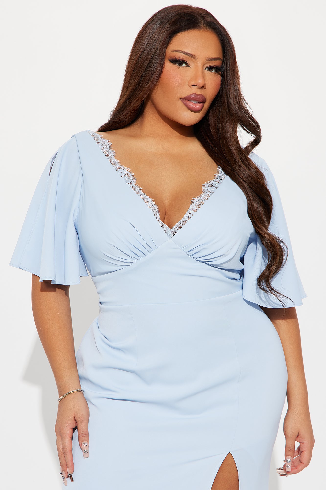 Abigail Satin Maxi Dress - Light Blue - Image 5