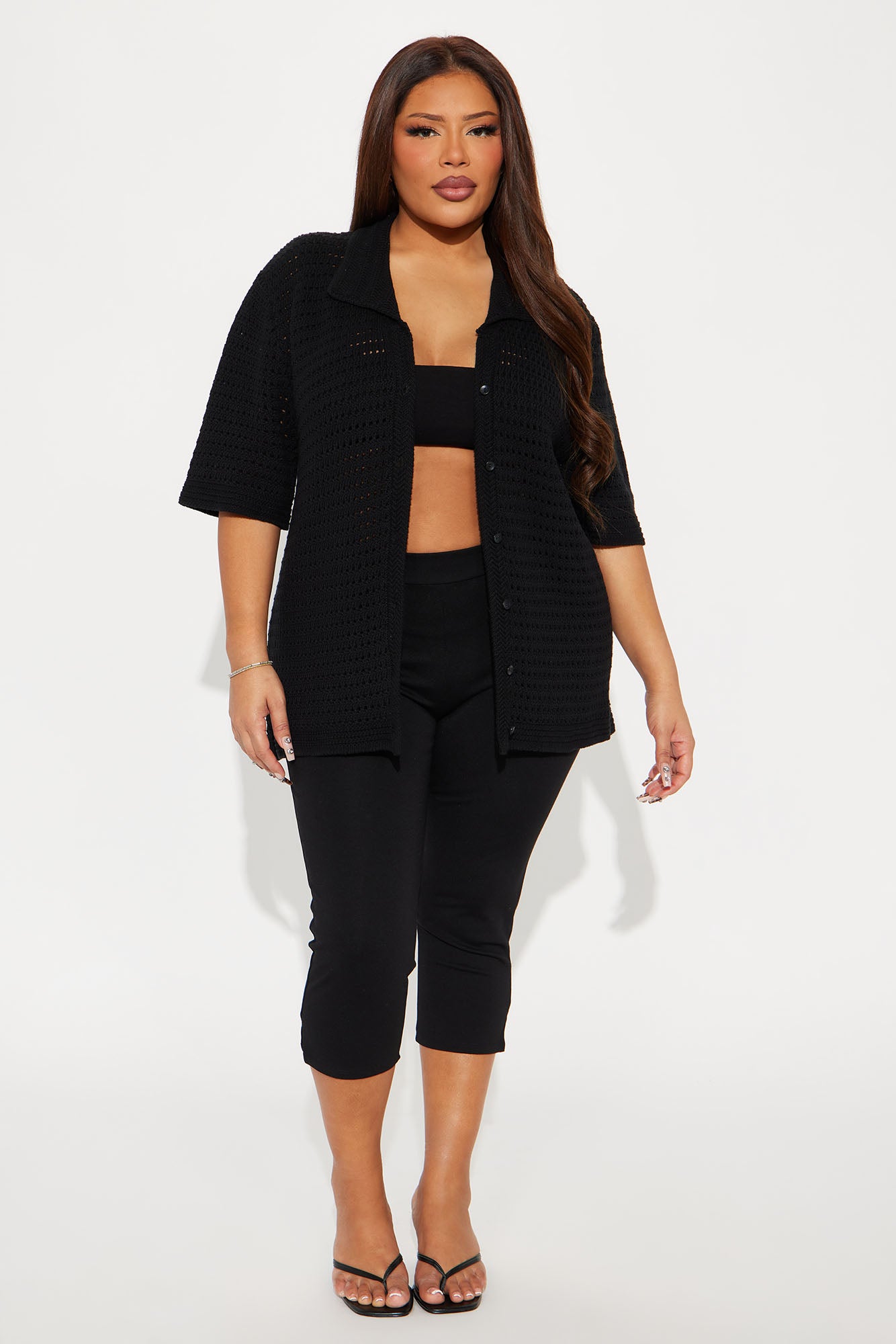 Drinks In Hand Crochet Shirt - Black - Image 5