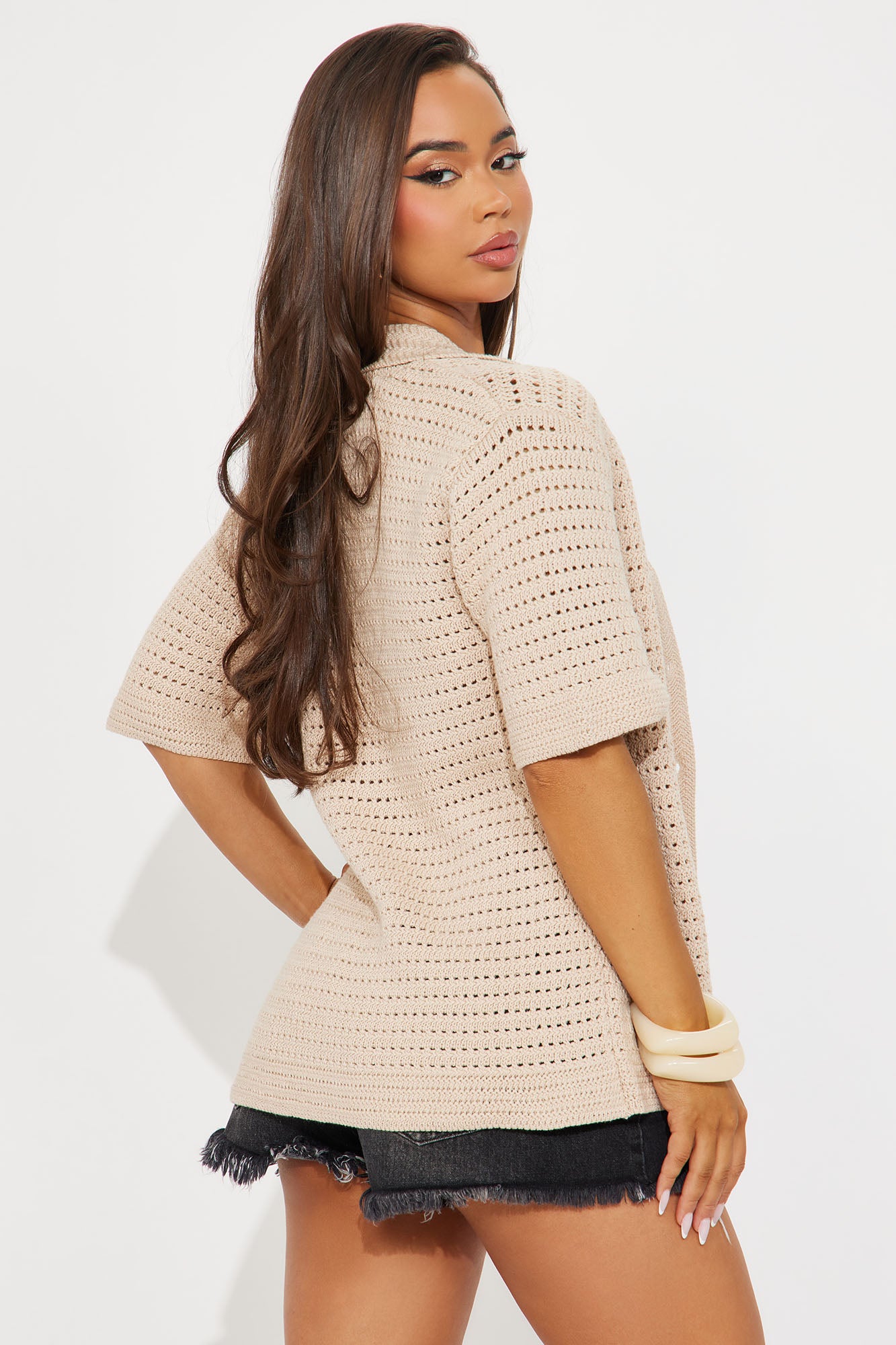 Drinks In Hand Crochet Shirt - Sand - Image 4