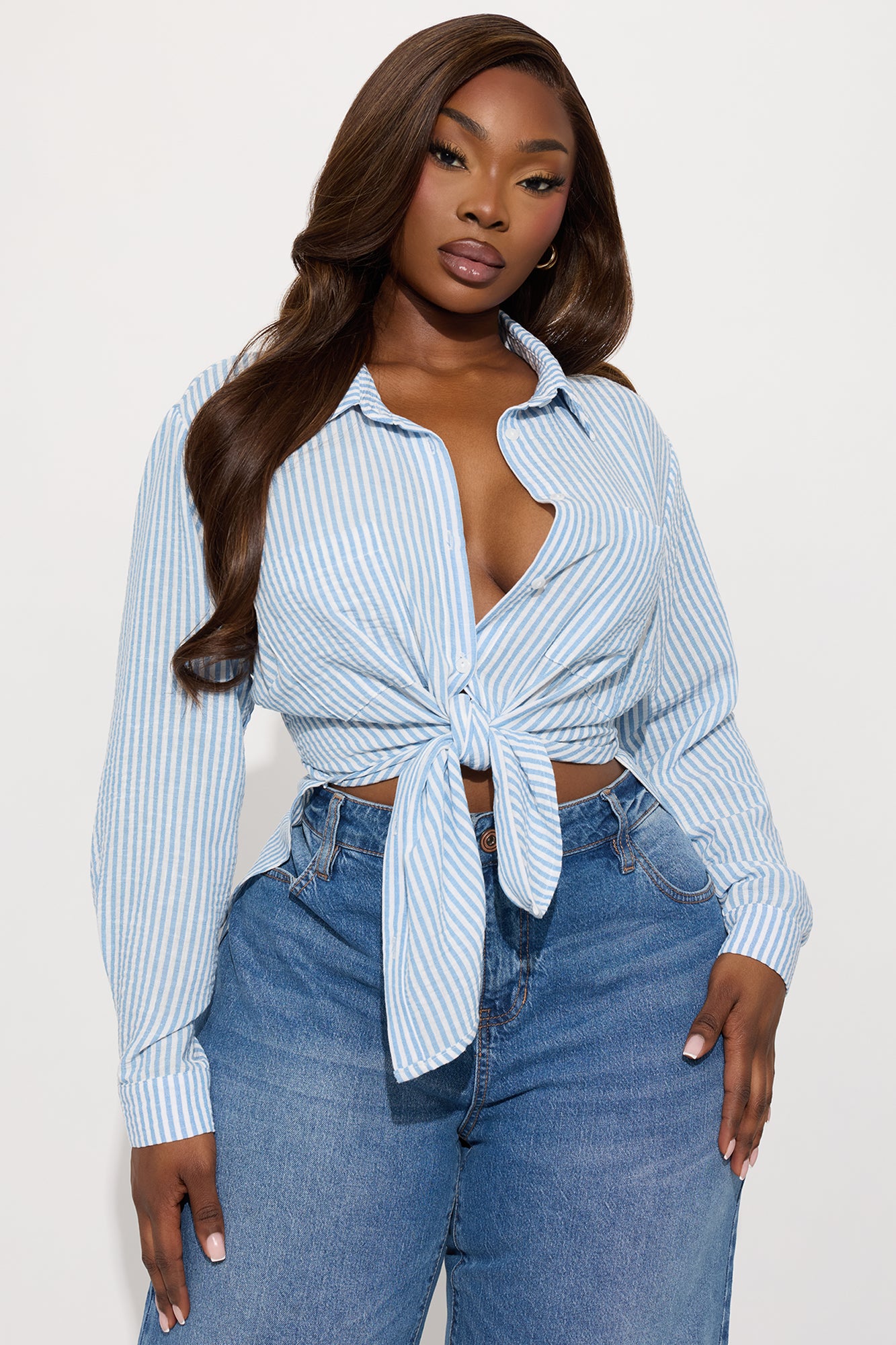 Audrina Striped Shirt - Blue/combo - Image 5
