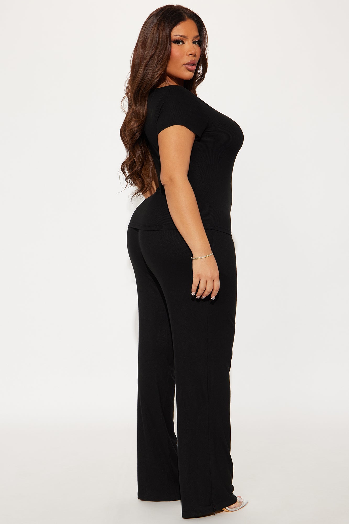 Hailey Ribbed Pant Set - Black - Image 6